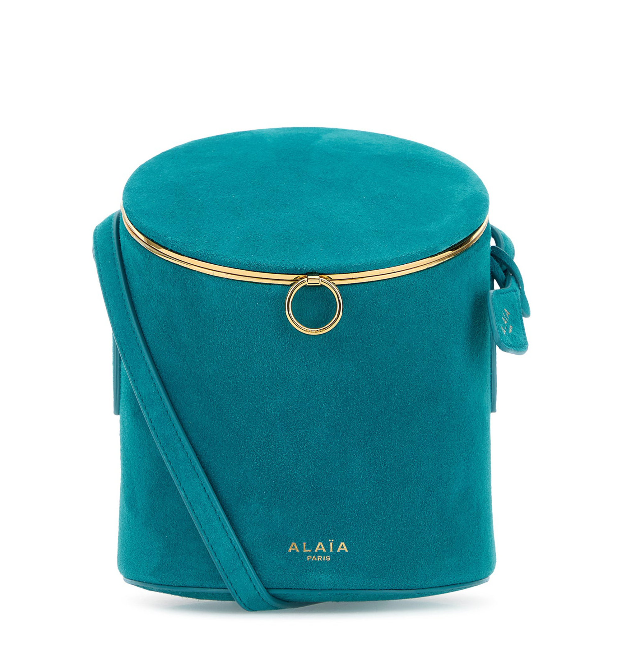 Turquoise Suede Small La Cannette Crossbody Bag