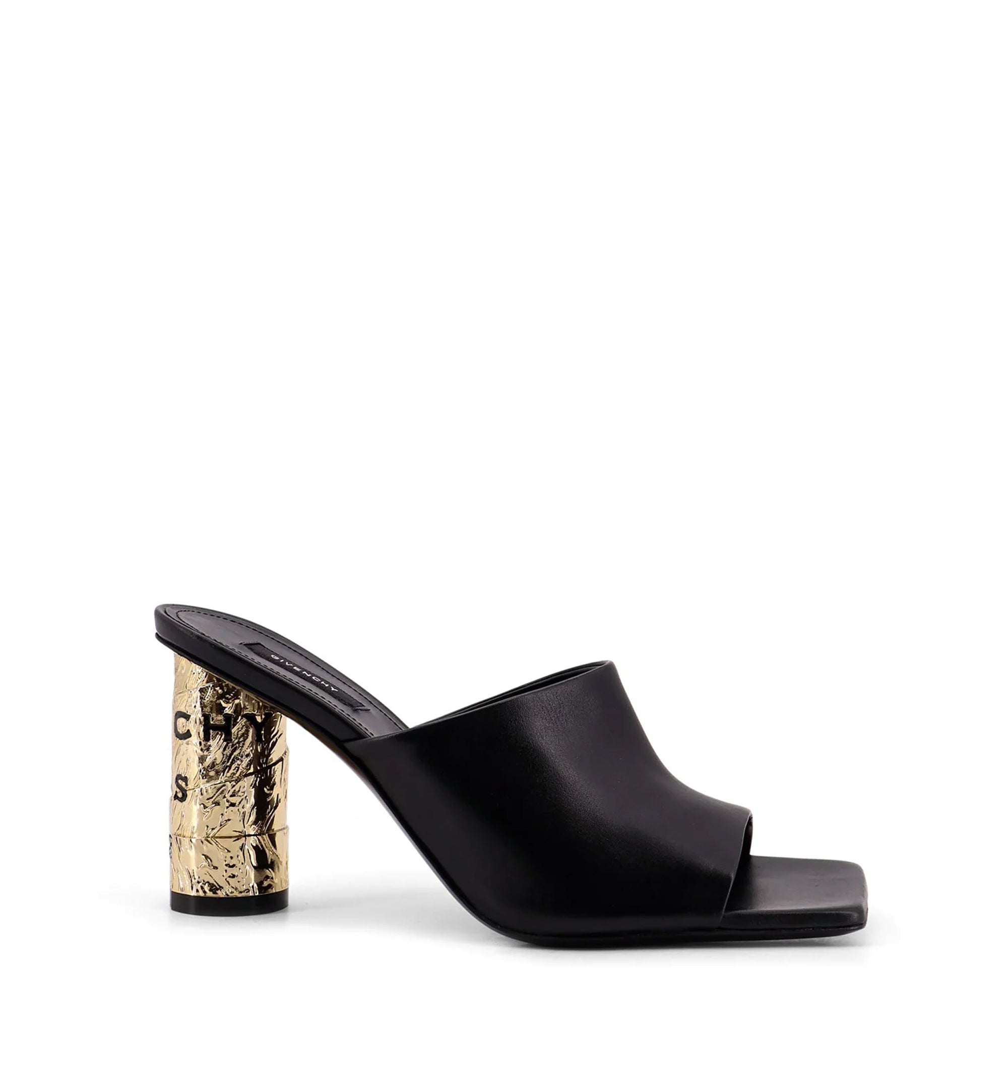Tape Heeled Mules In Leather
