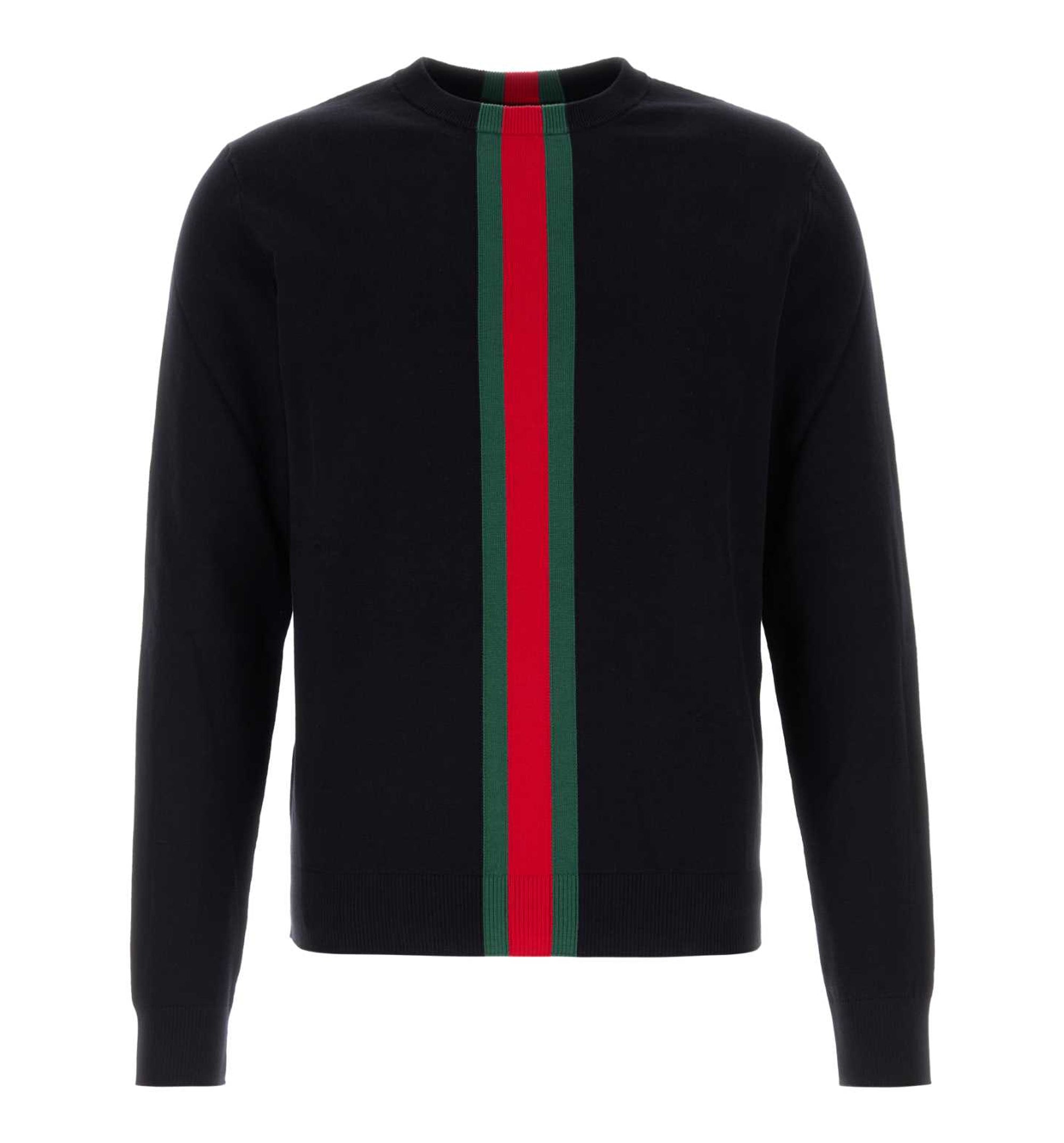 Knit Cotton Sweater With Web Intarsia