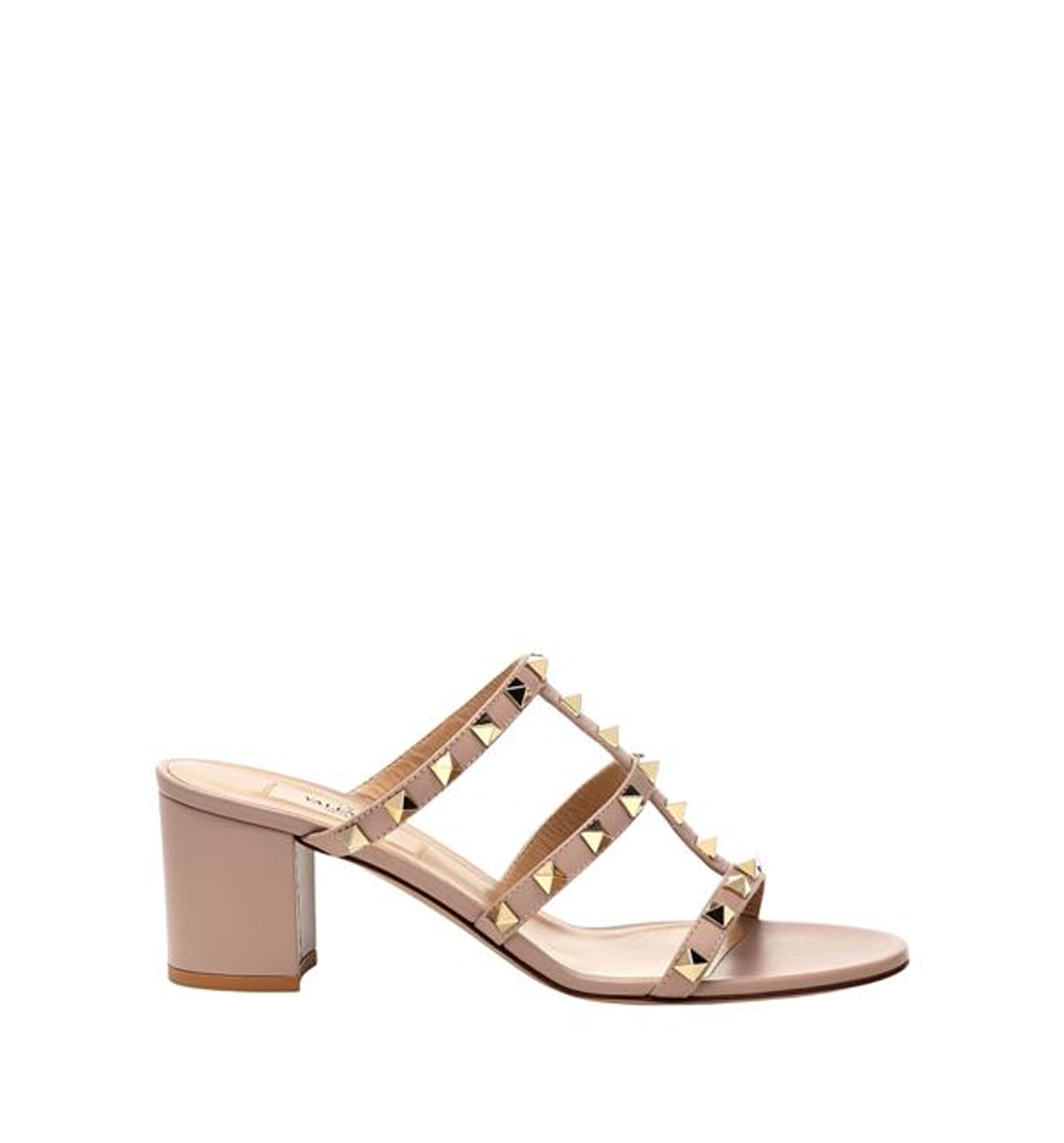Rockstud Calfskin Leather Slide Sandal 60 Mm