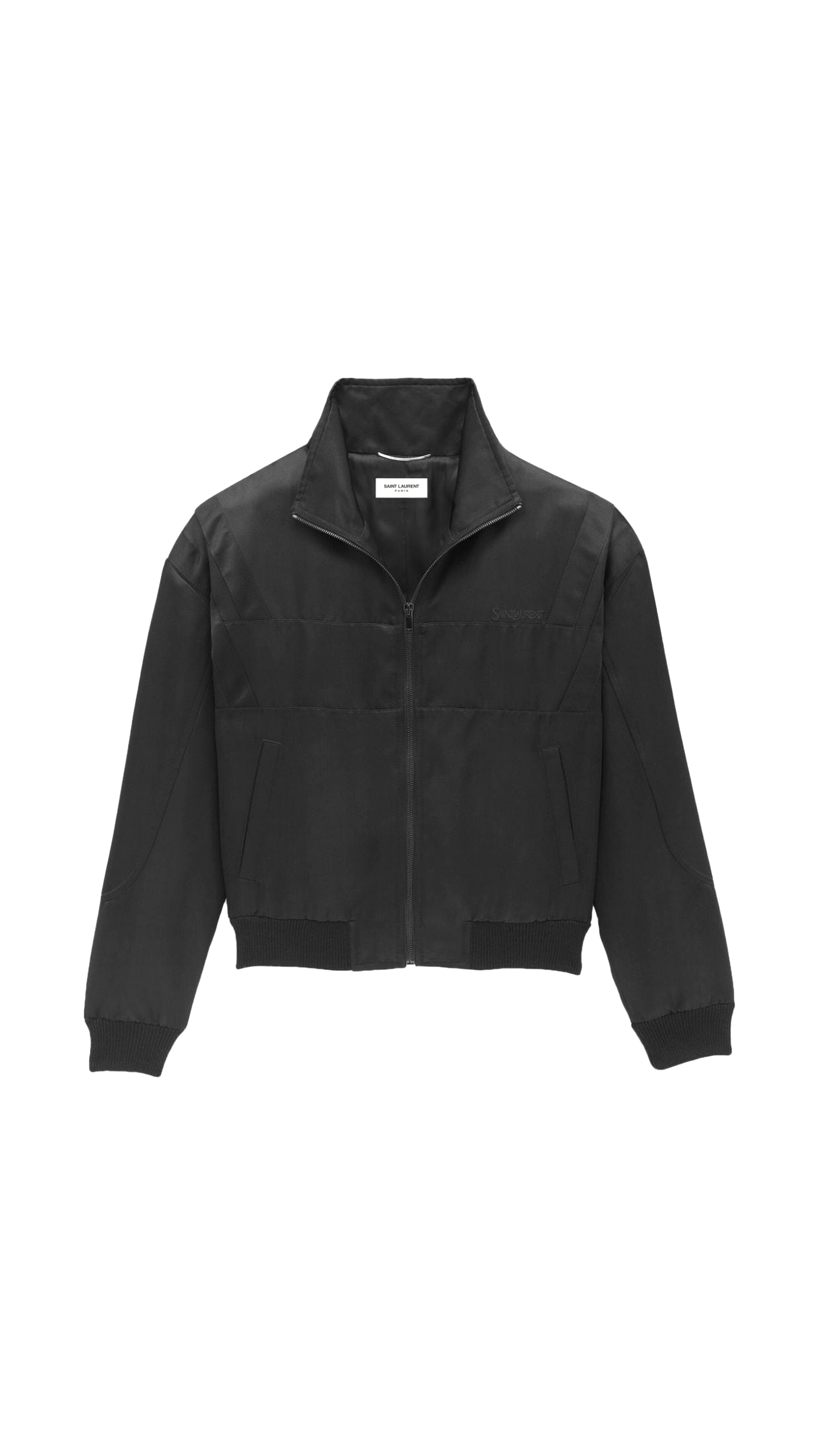 Logo-embroidered Satin Bomber Jacket - Black