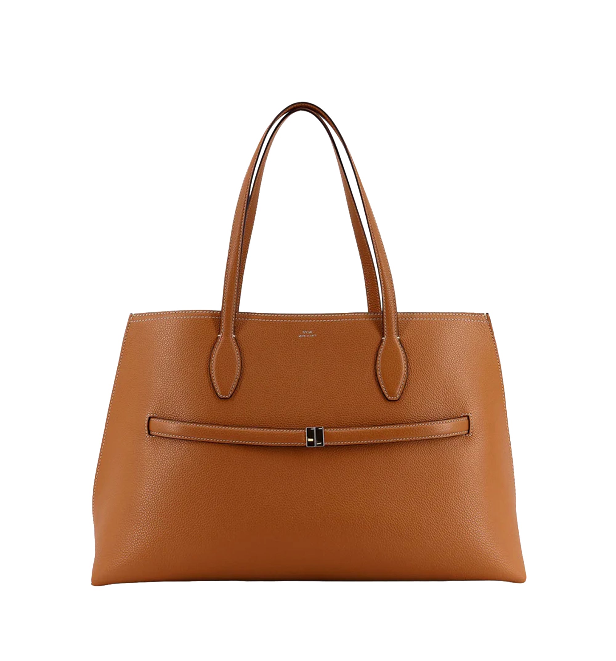 Leather shoulder bag with lettering logo on the front