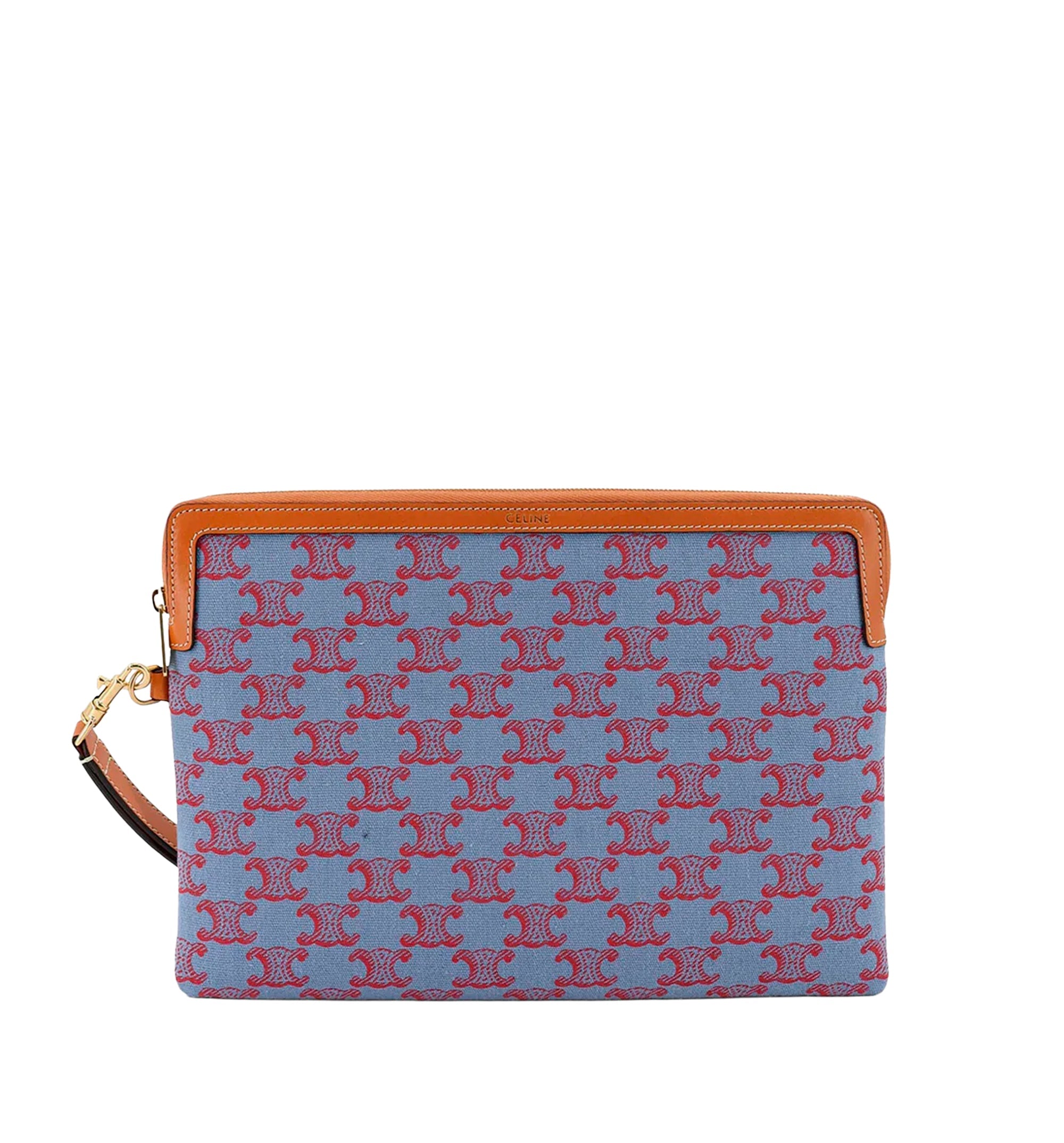 Small Pouch With Strap Cuir Triomphe In Textile With Triomphe All Over