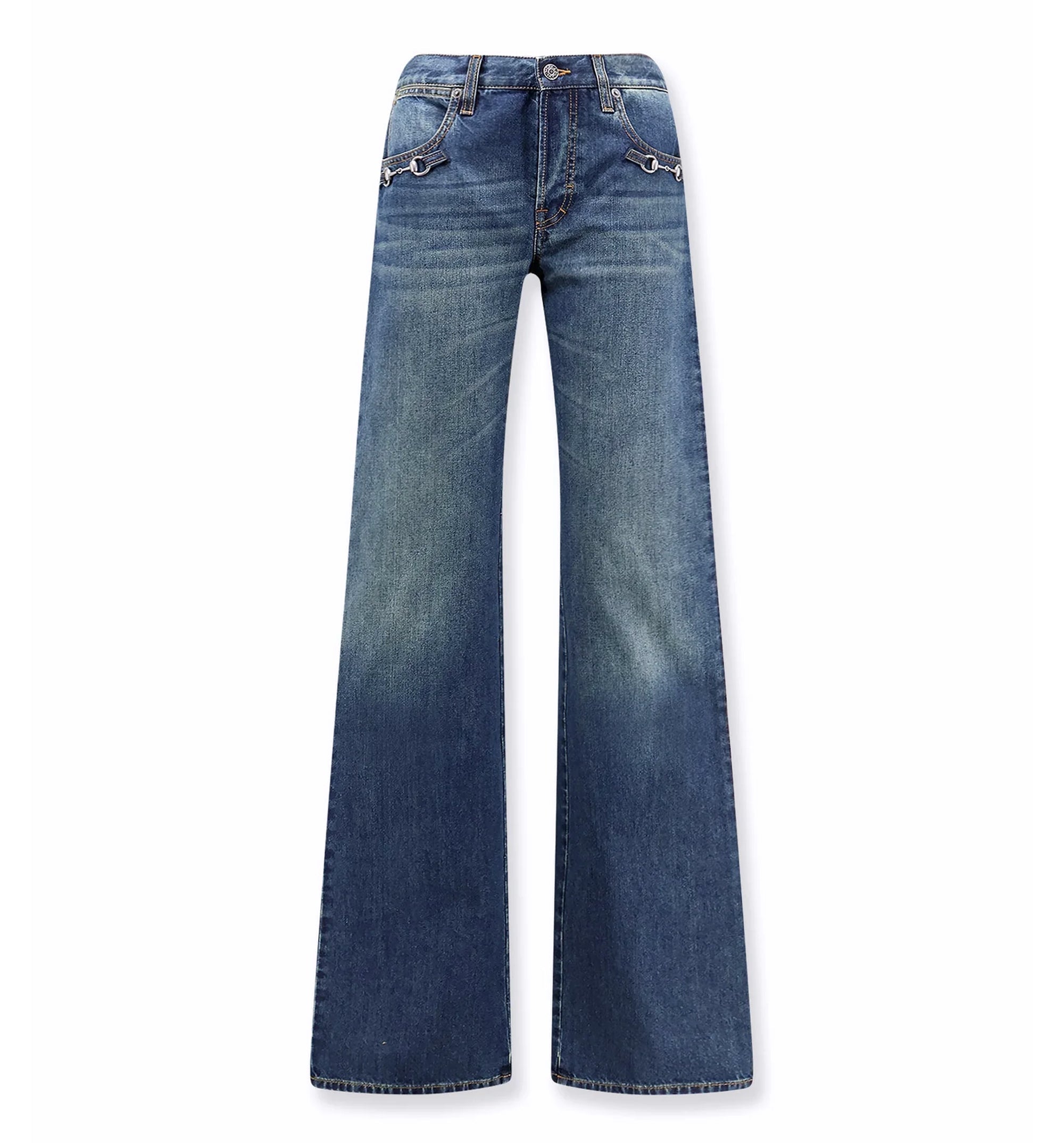 Cotton Denim Pants With Horsebit