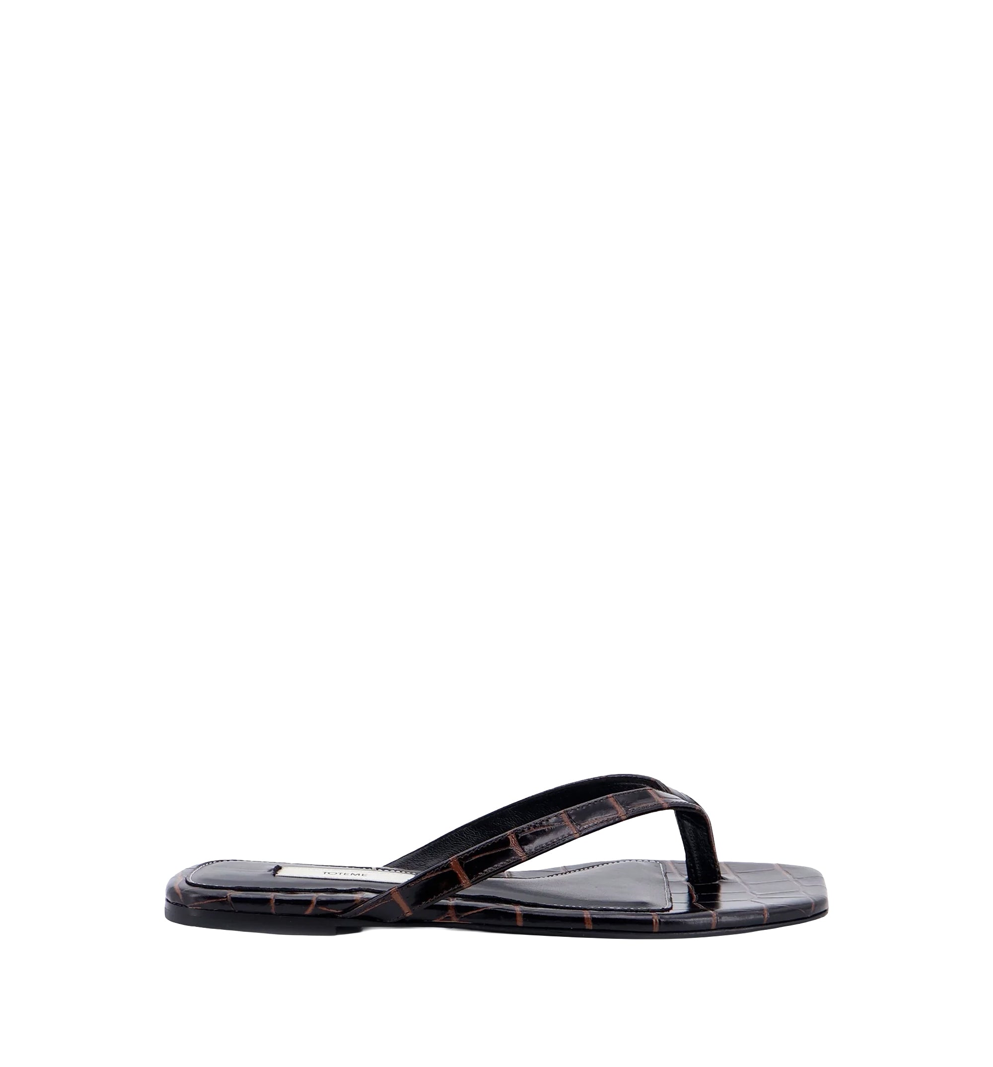 Croco-Embossed Flip Flops