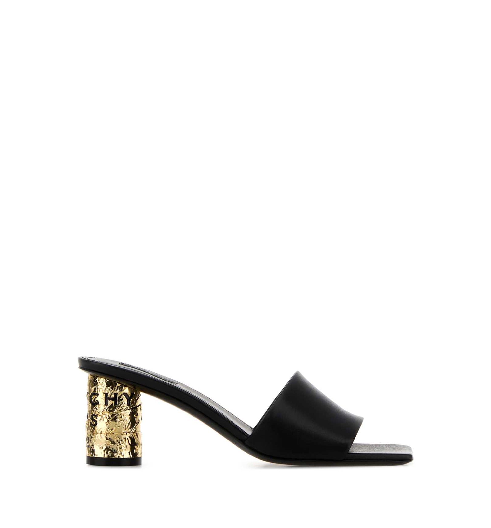 Tape Heeled Mules in Leather