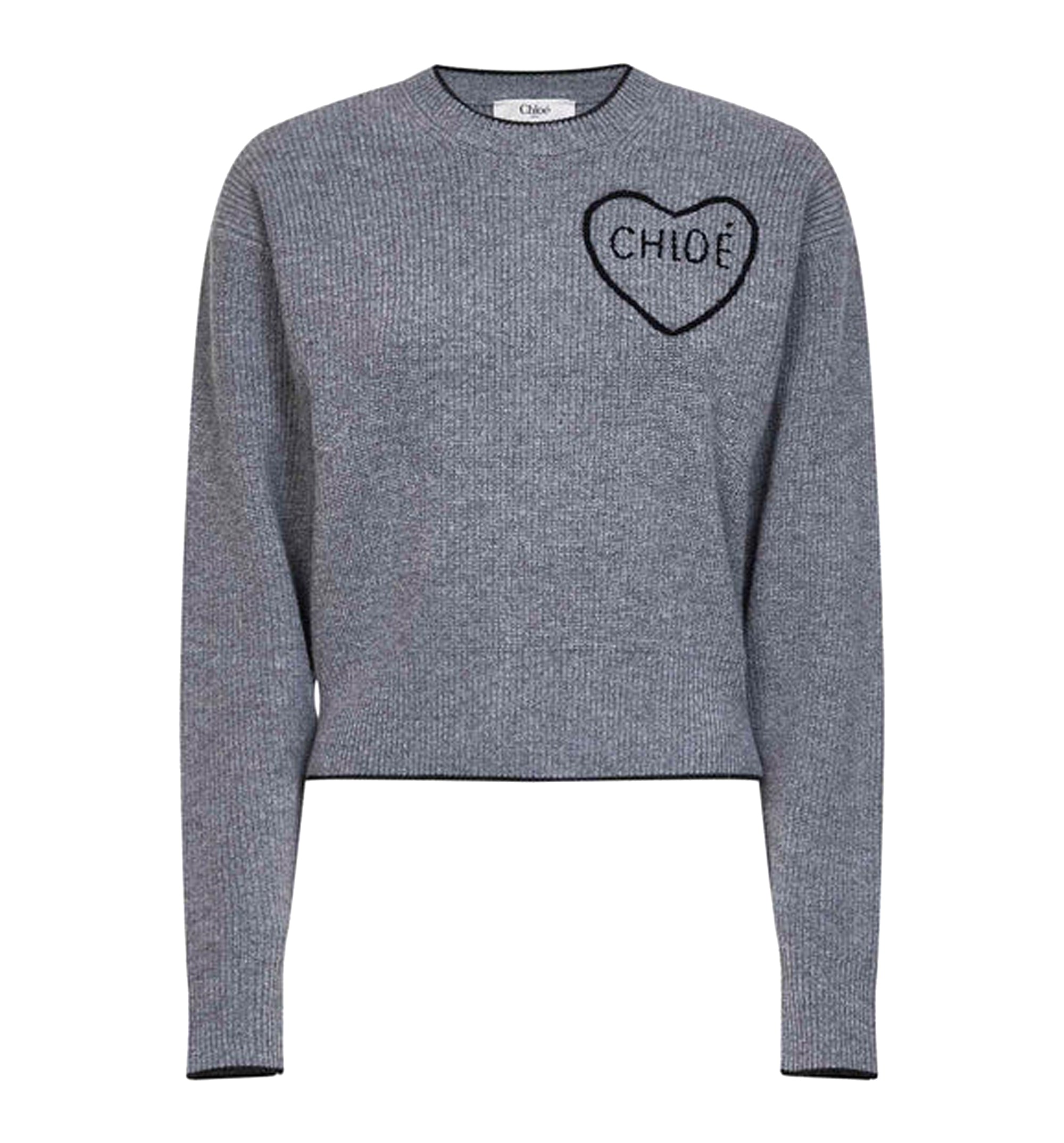 Cropped fitted logo sweater in a wool & cashmere knit