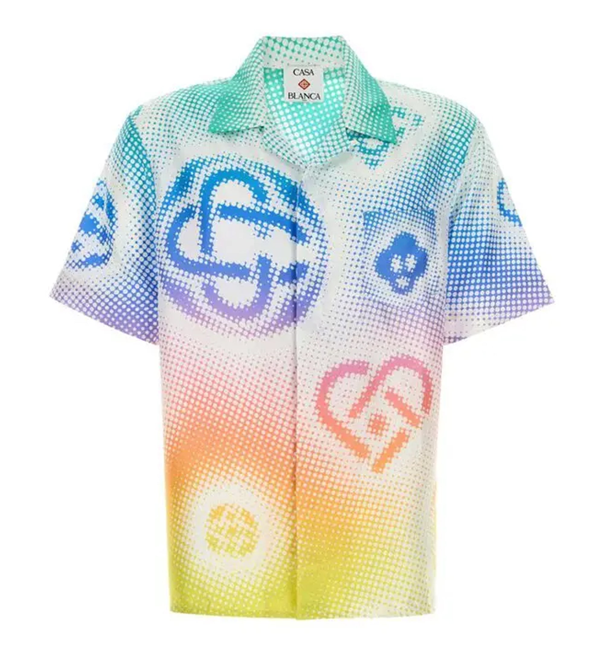 Halftone Logo Short Sleeve Silk Shirt