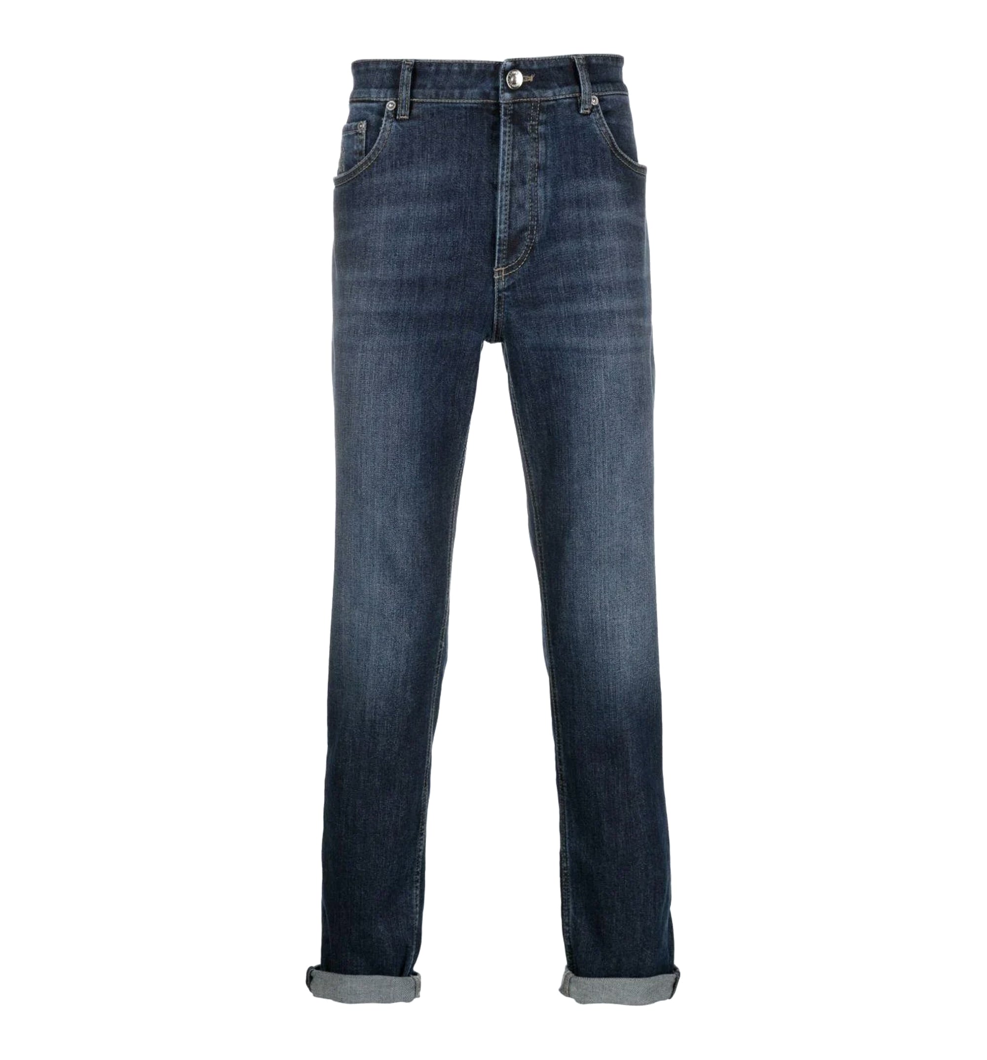 Logo embroidery stretch jeans
