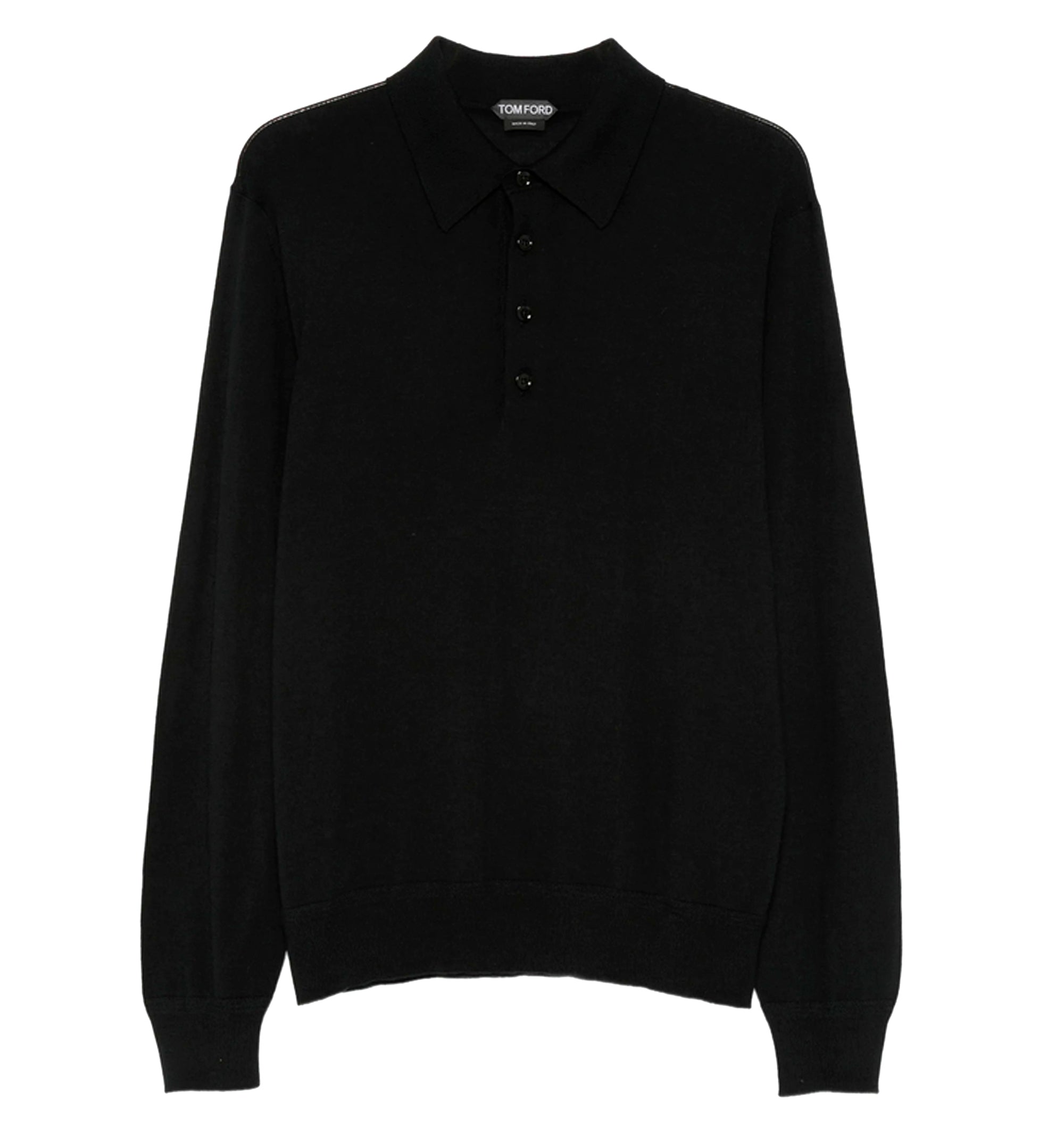 Long-sleeve Fine-knit Polo Shirt