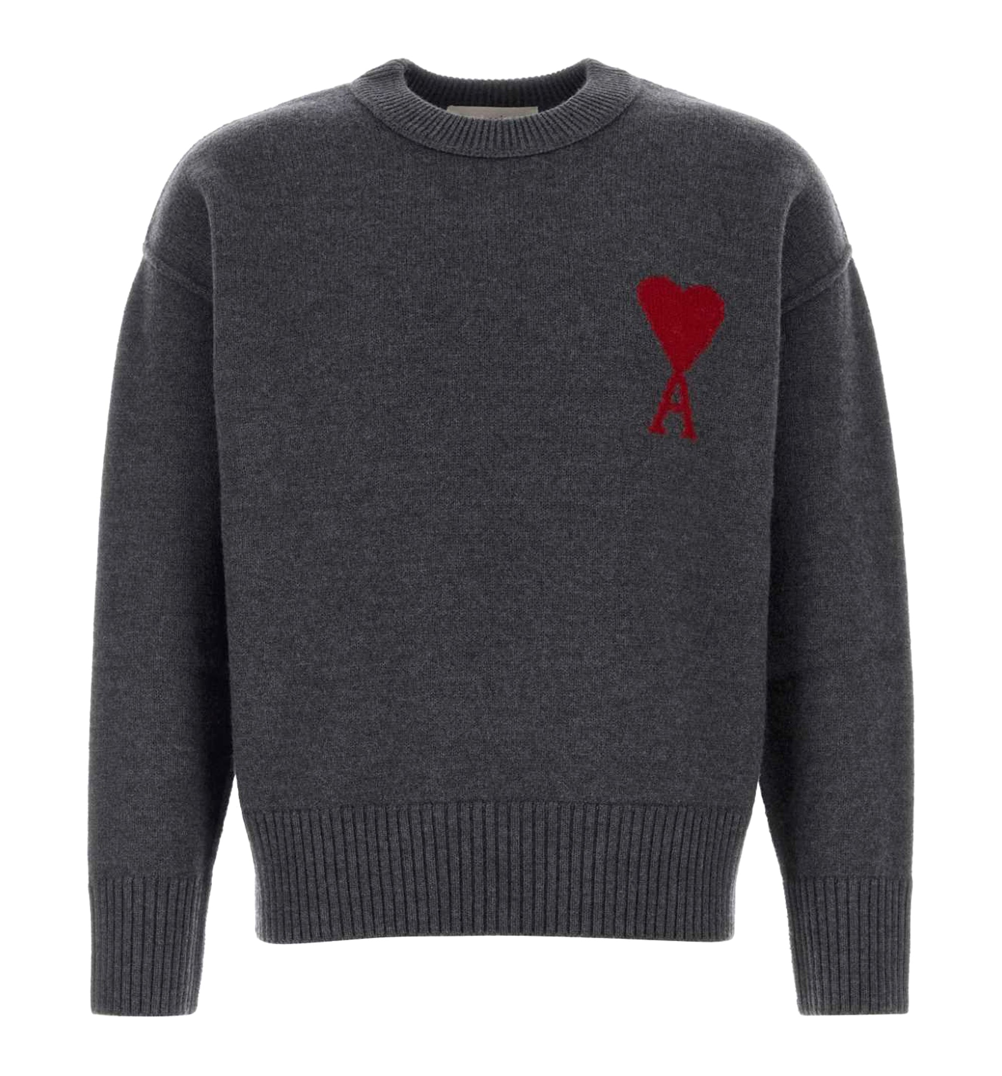 Wool Crewneck Sweater With Contrasted Ami De Coeur