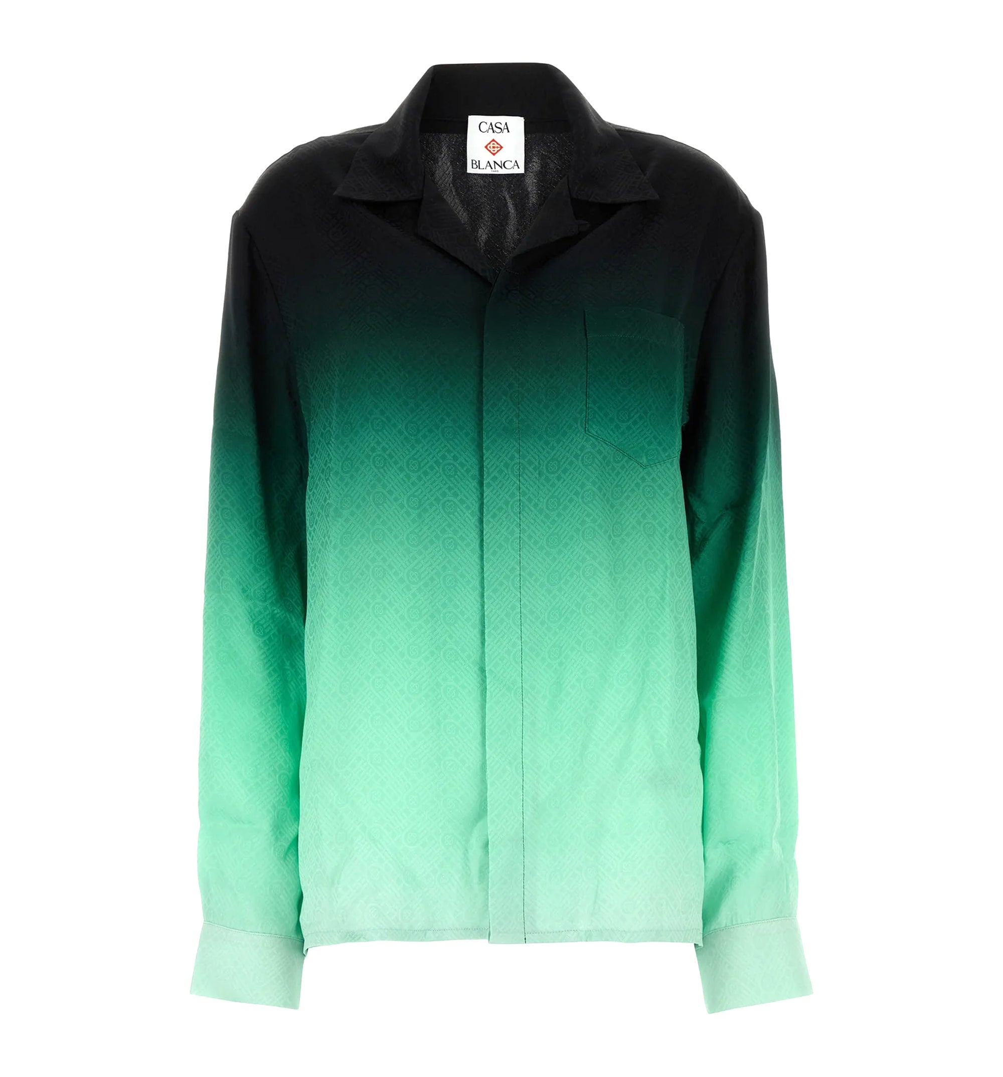 Gradient Ping Pong Jacquard Long Sleeve Silk Shirt