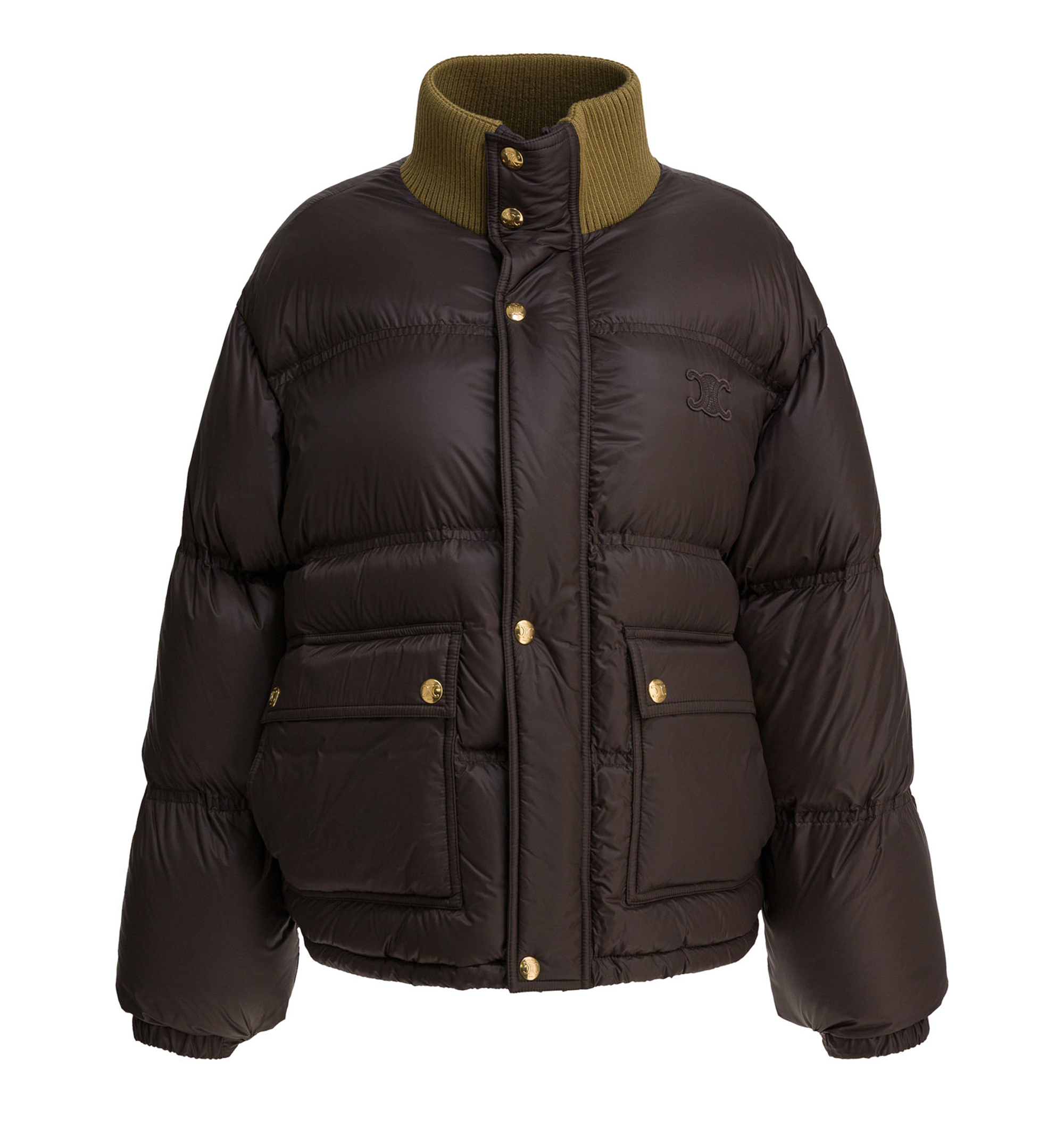 Lightweight Nylon Down Jacket  - Brown