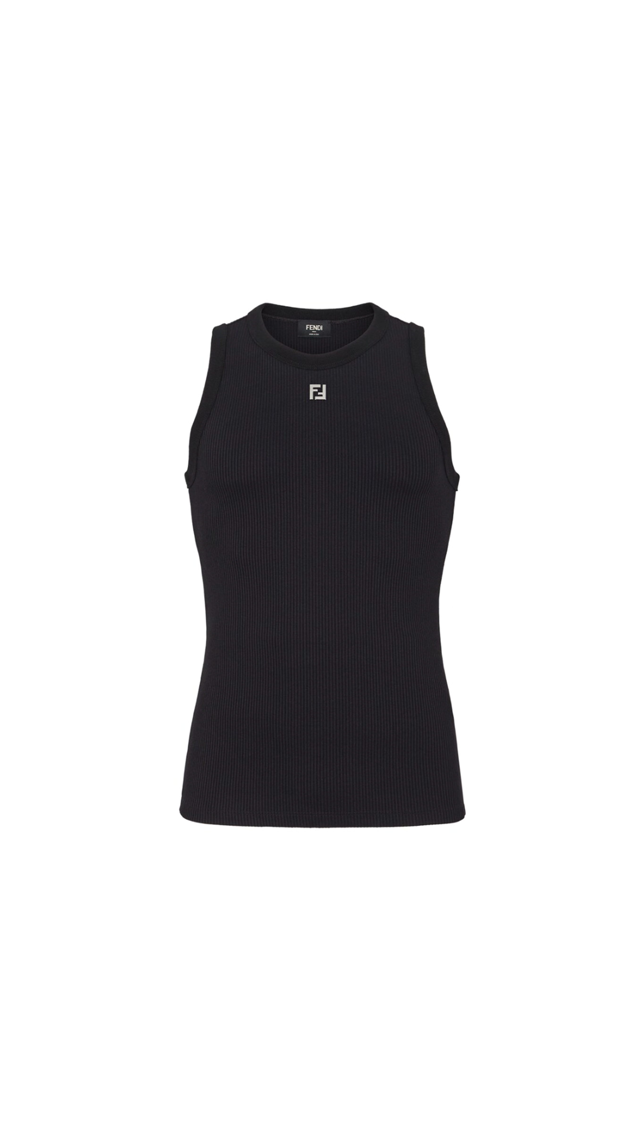 FF Embroidered Cotton Tank Top - Black