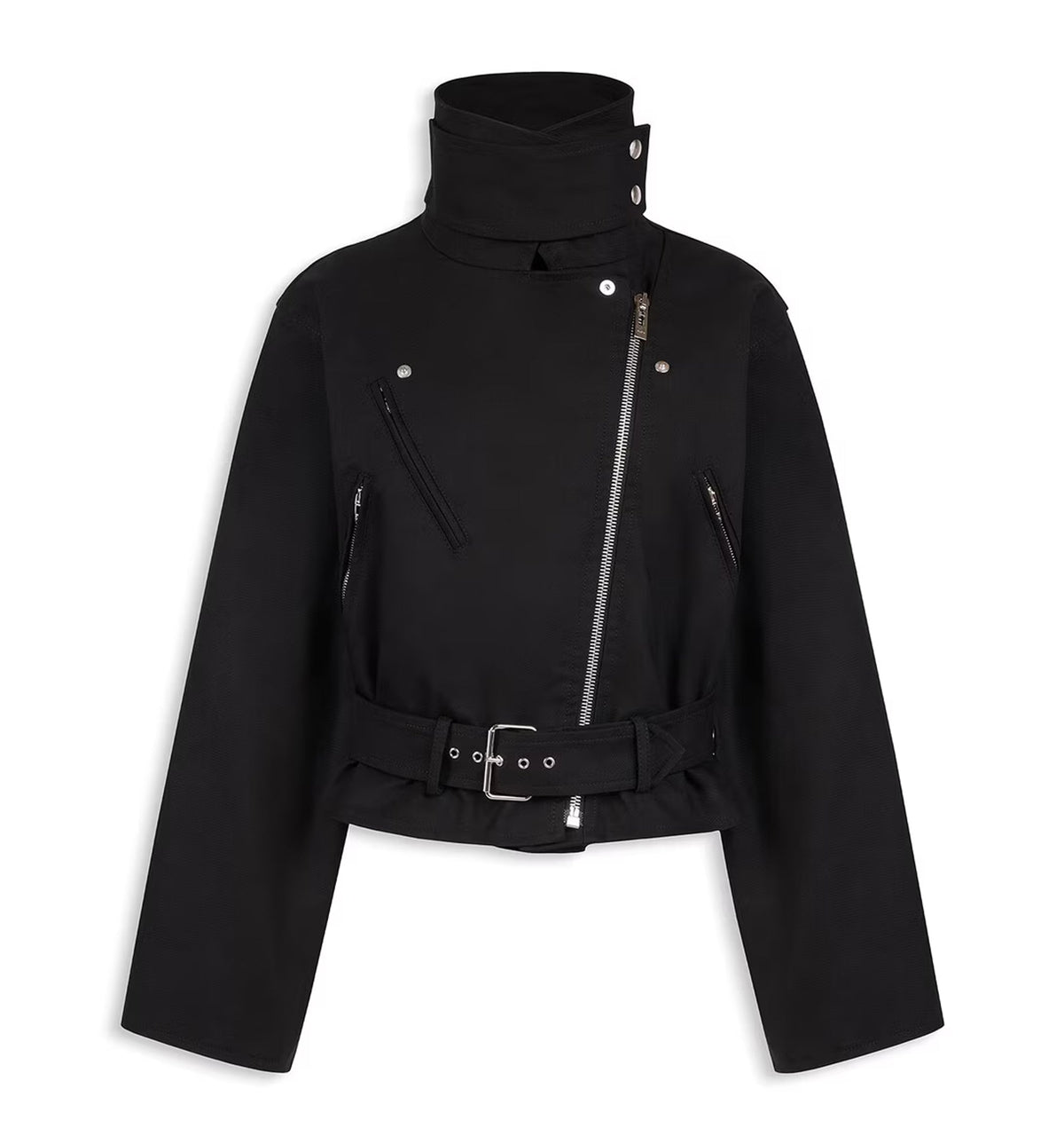 Layered Cotton Biker Jacket