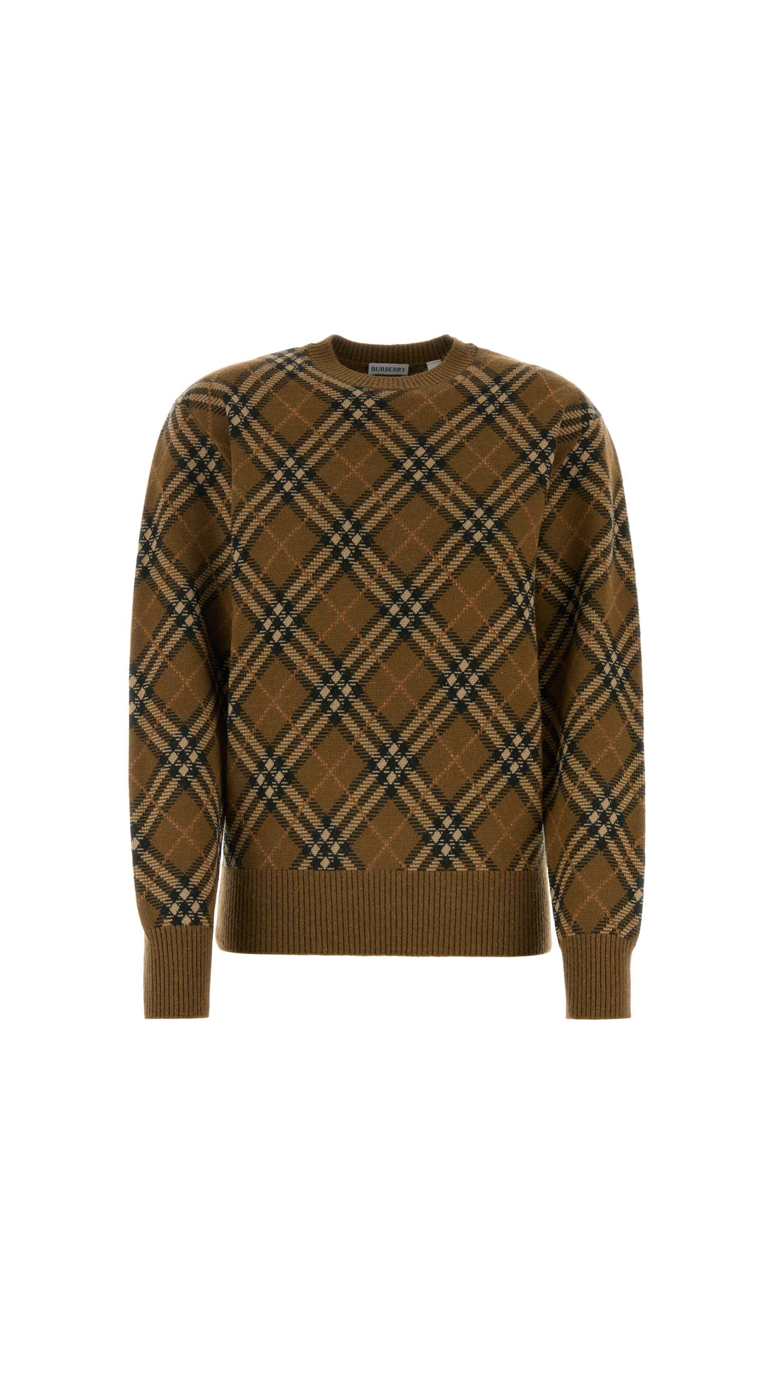 Burberry Embroidered Wool Blend Sweater - Brown