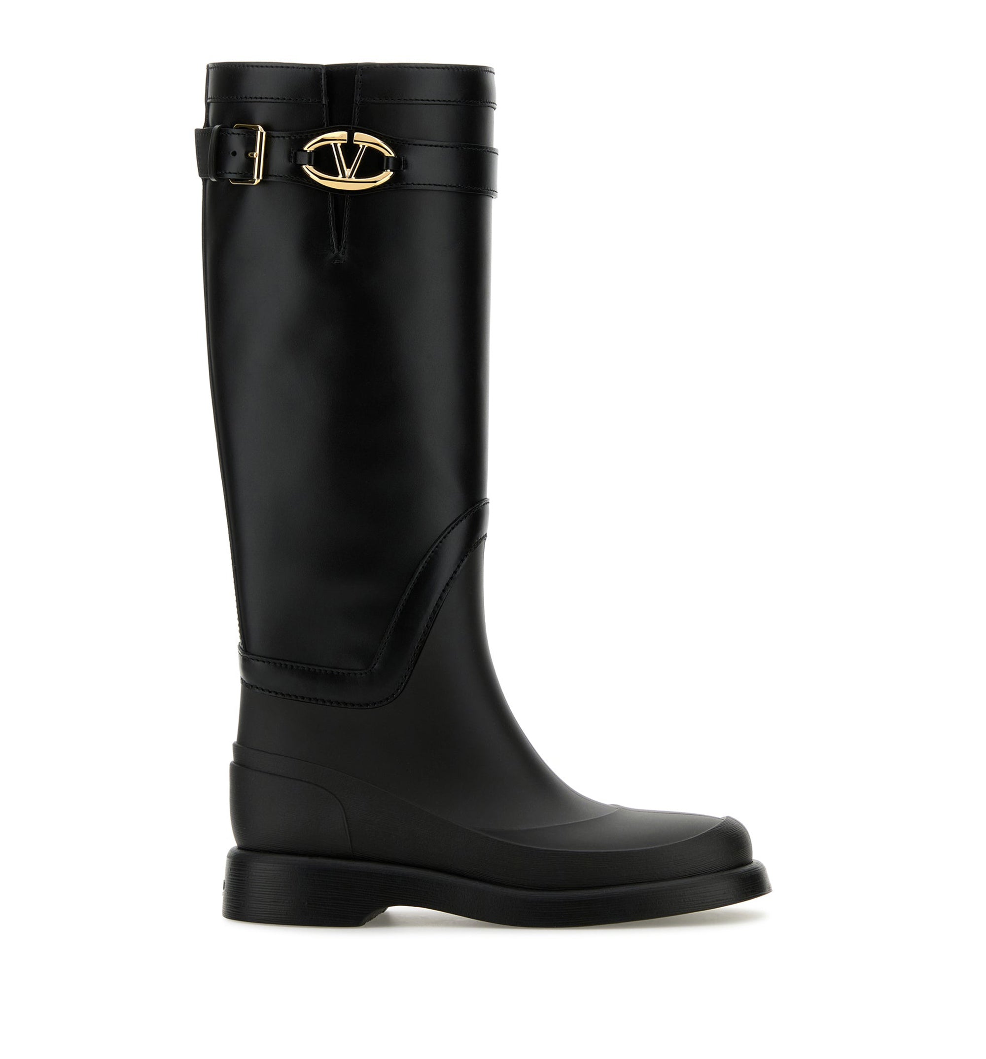 Black Leather VLogo Signature Boots