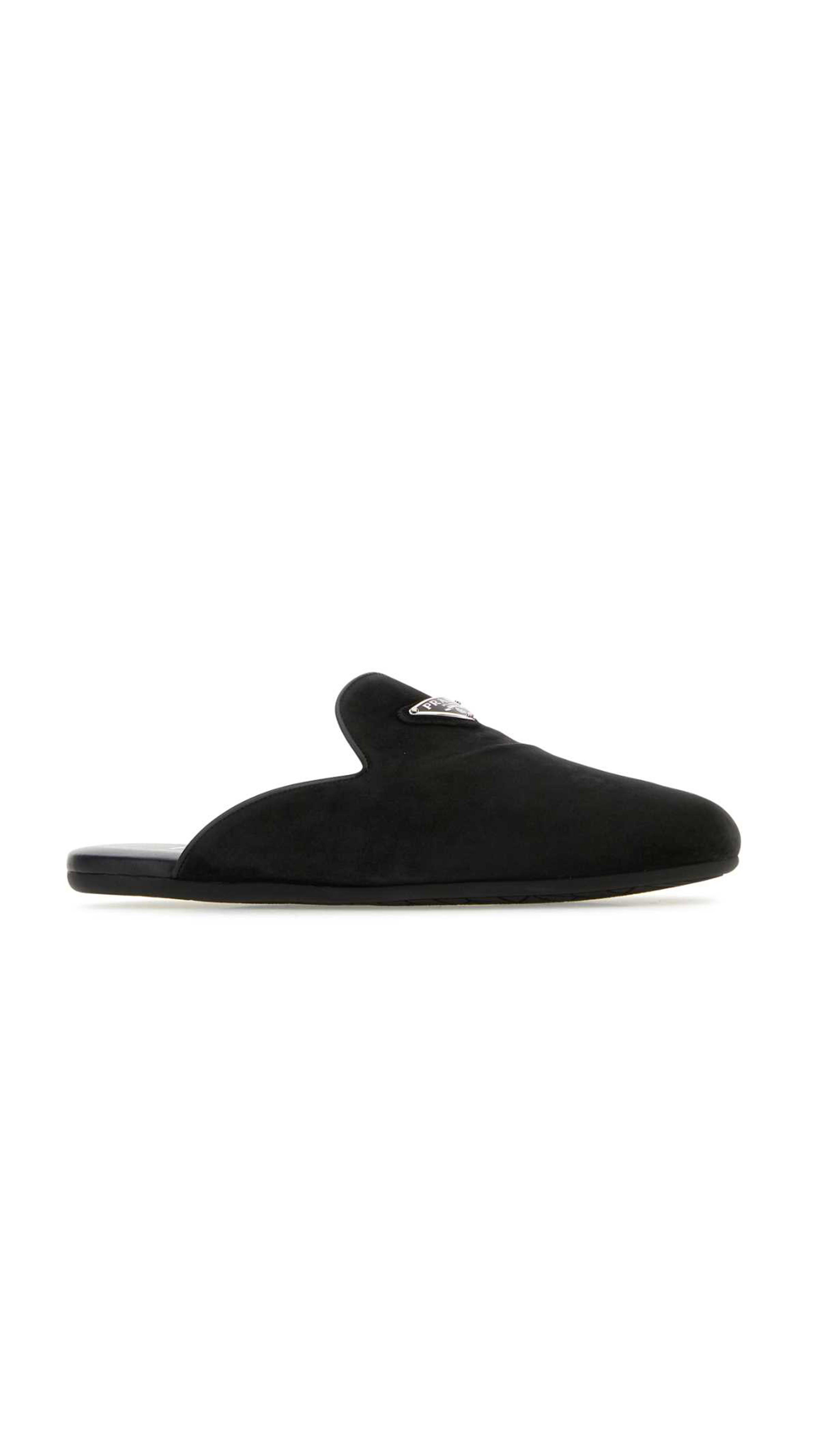 Suede Mule Slippers - Black