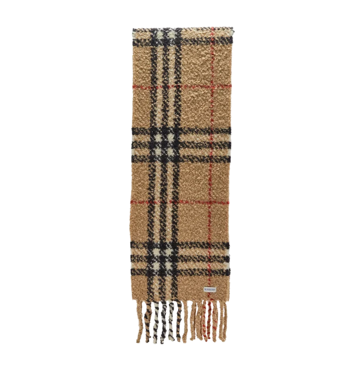Burberry Check Fringed Bouclé Scarf