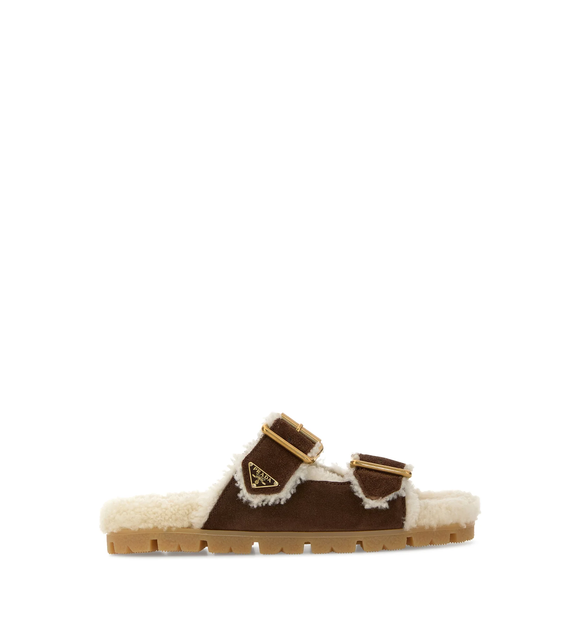 Shearling-Lined Suede Slides