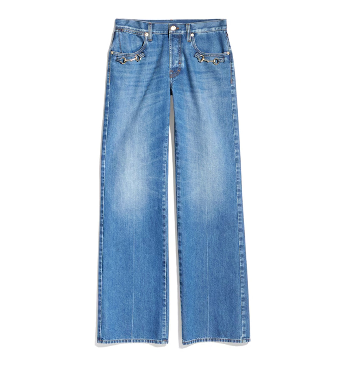 Bootcut cotton denim pants with Horsebit