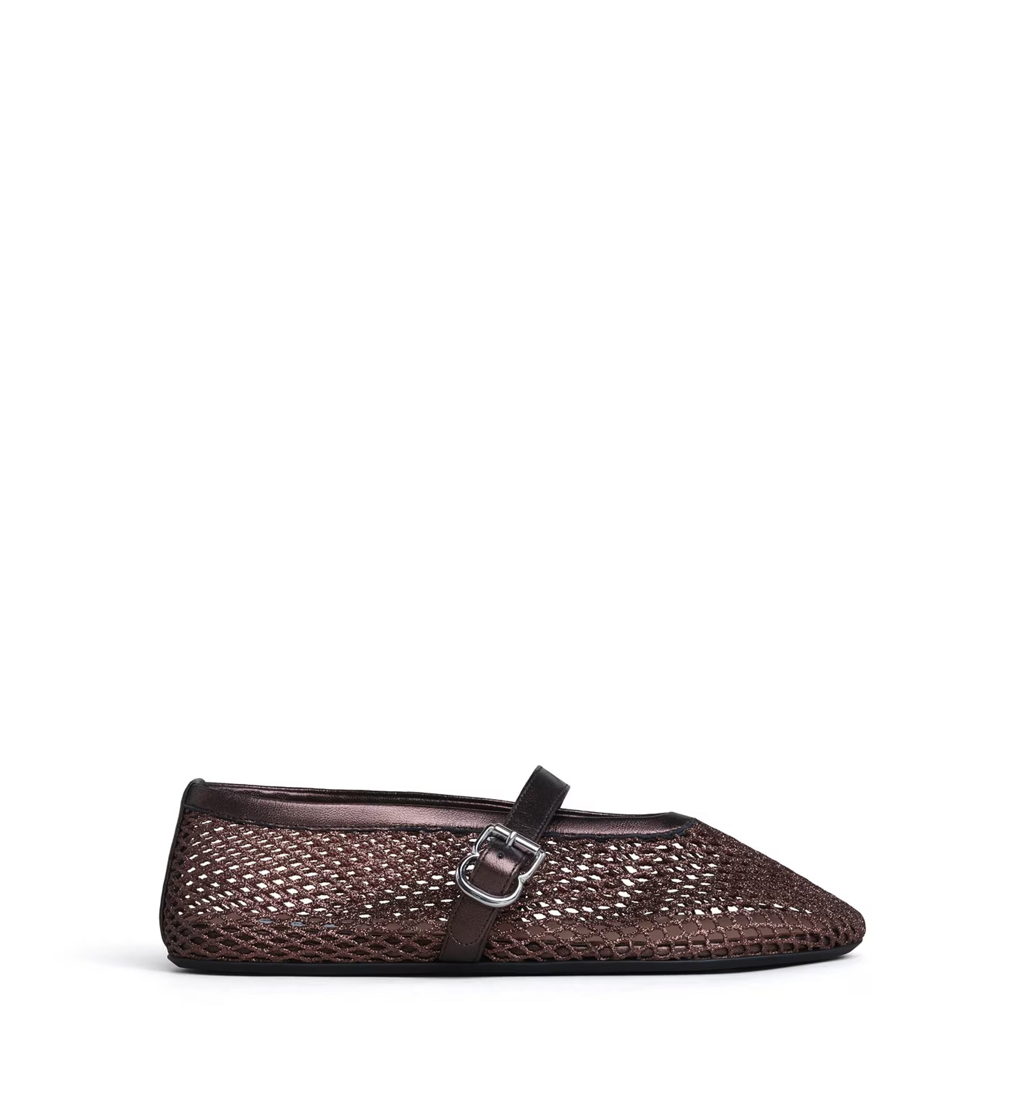 Ballet Flats In Laminated Fishnet