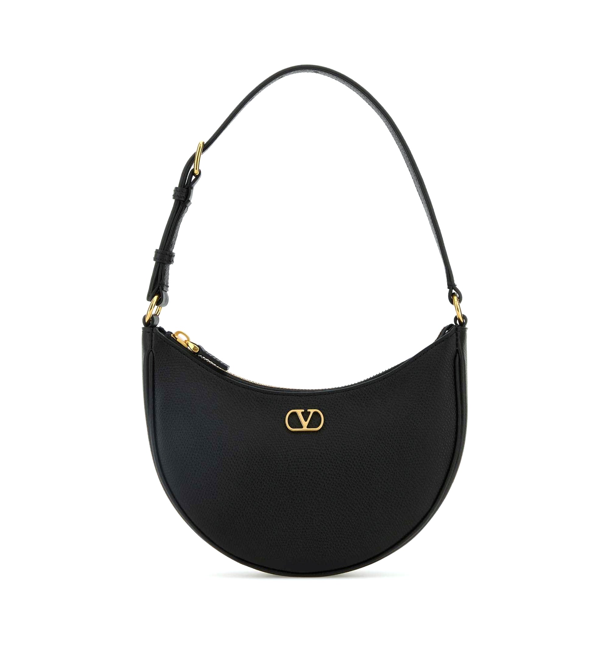 VLogo Signature Mini Hobo Bag In Grainy Calfskin
