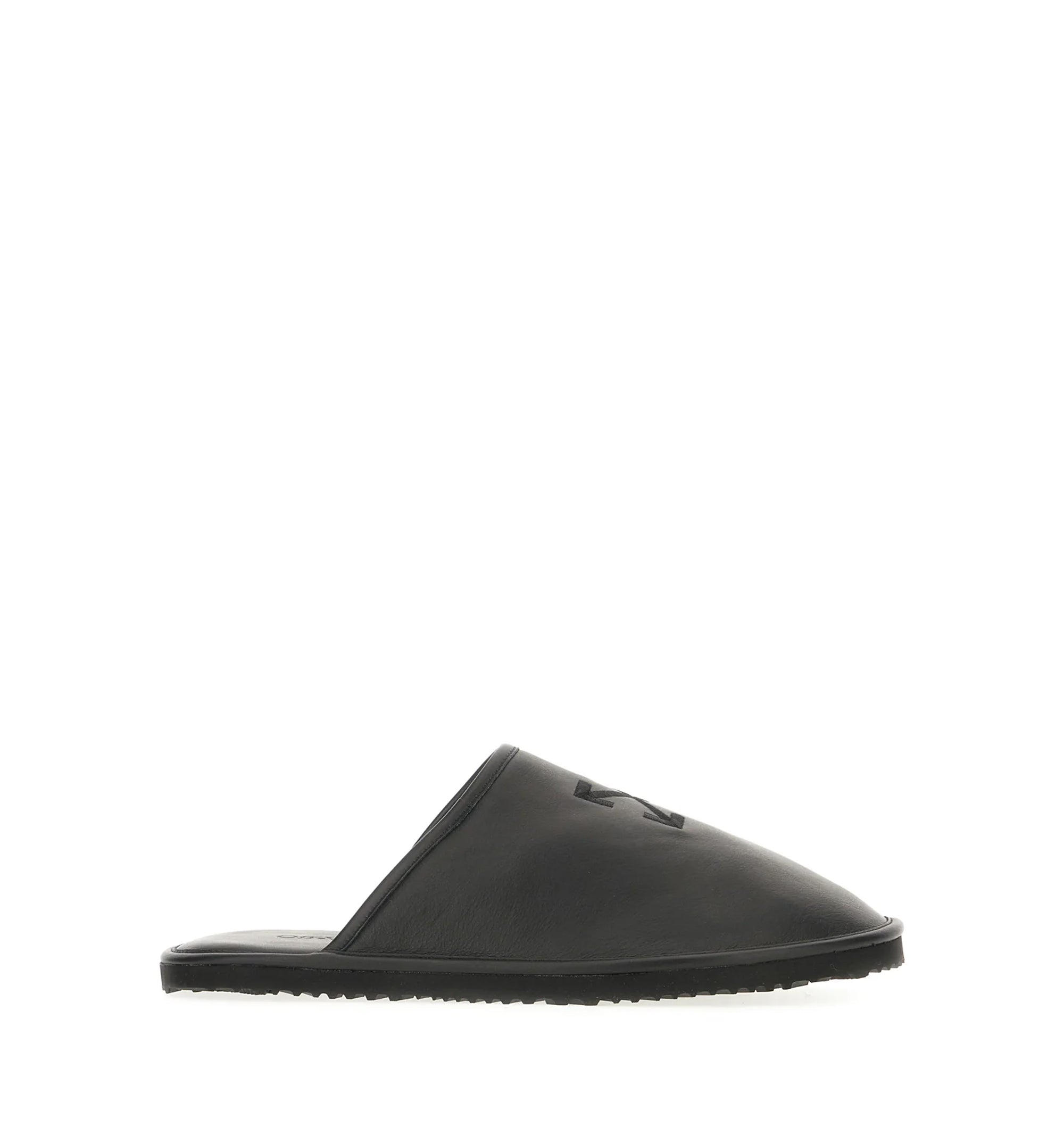 Leather flat sole mules slip on
