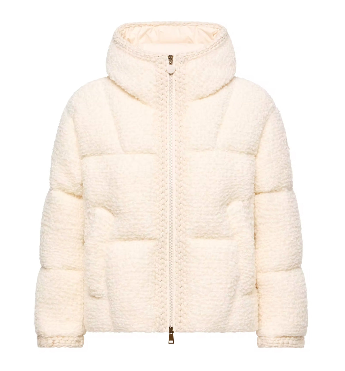 Cristallin Hooded Wool Blend Short Down Jacket