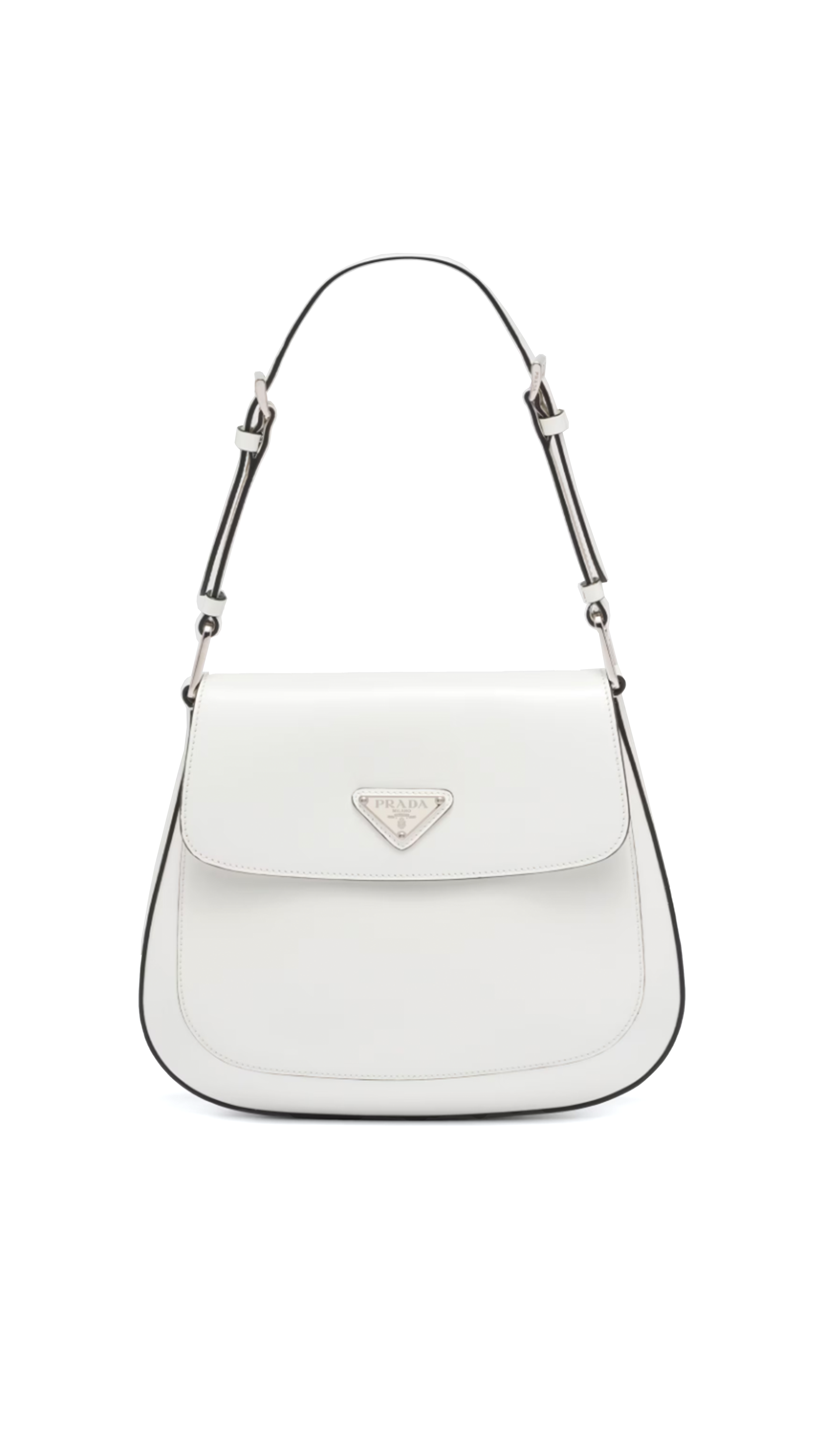 Cleo Brushed Leather Shoulder Bag - White