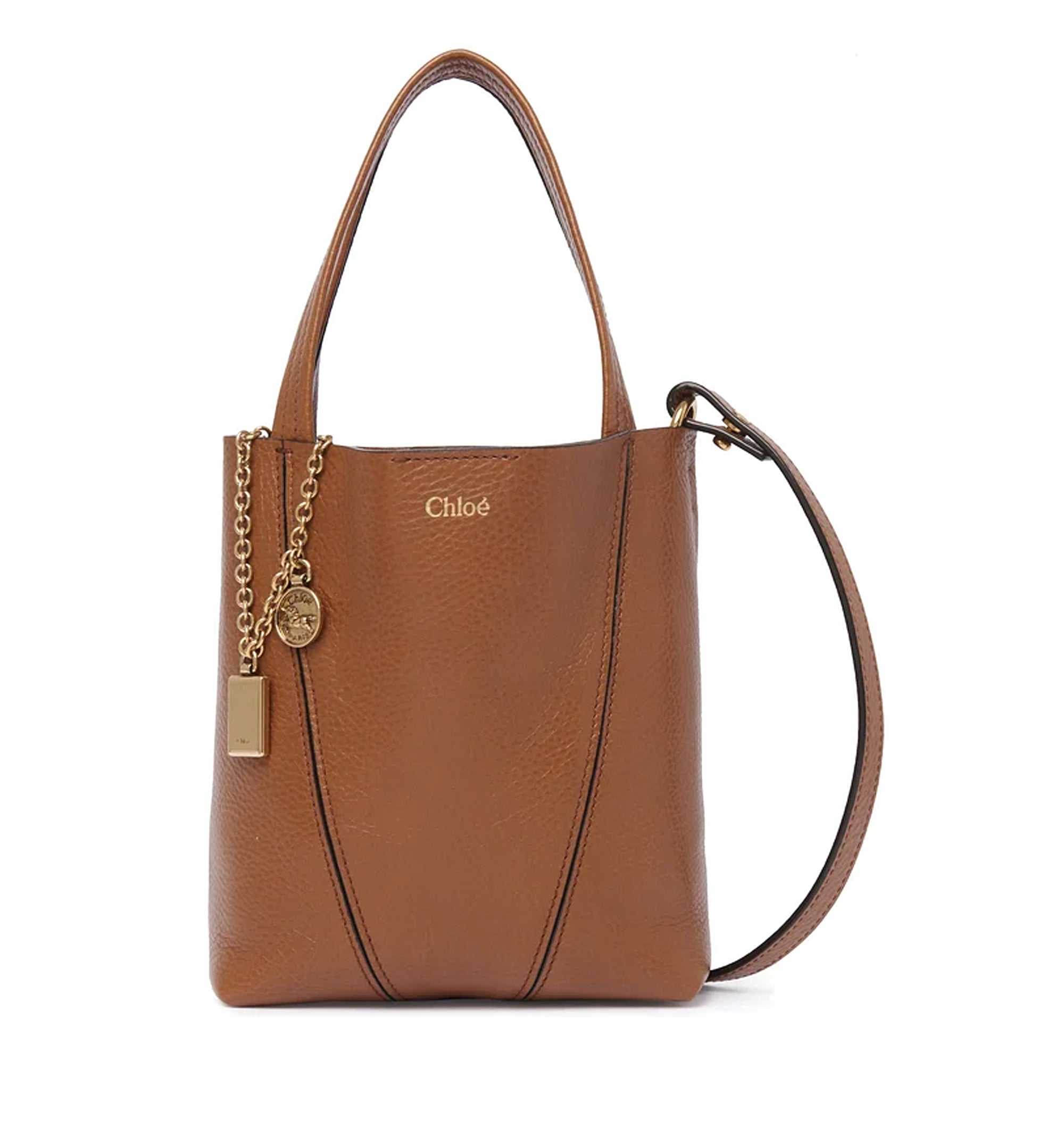 Small Chloé Spin Tote Bag In Grained Leather