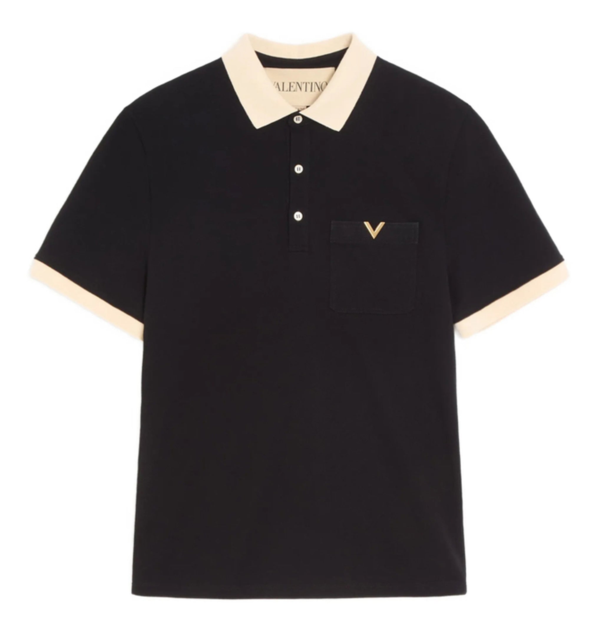 Cotton Piqué Polo Shirt With VGold
