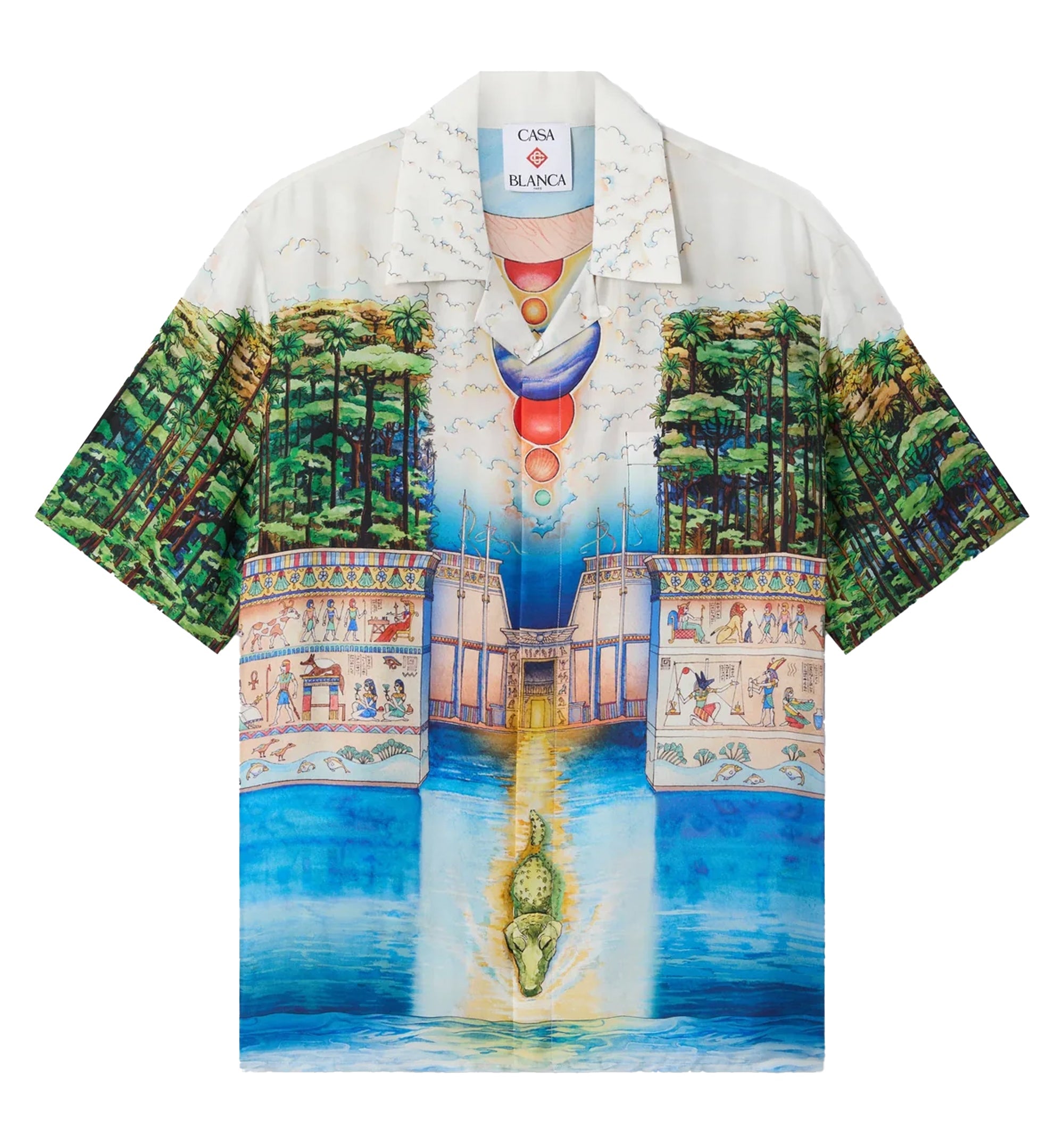 Multicolour Trompe L'Oeil Short Sleeve Silk Shirt
