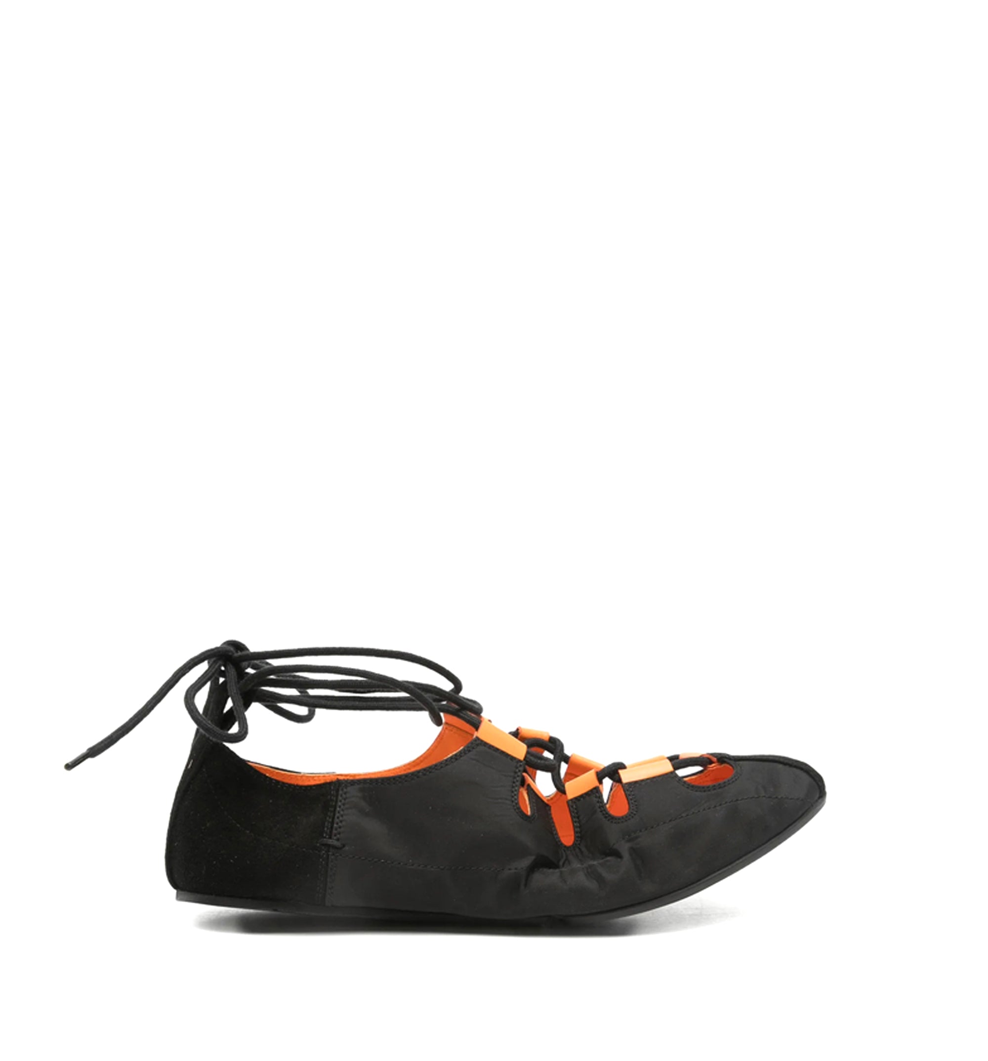 Fold Laced Flats In Nylon And Suede