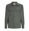 Virgin wool flannel overshirt with spread collar and chest pockets