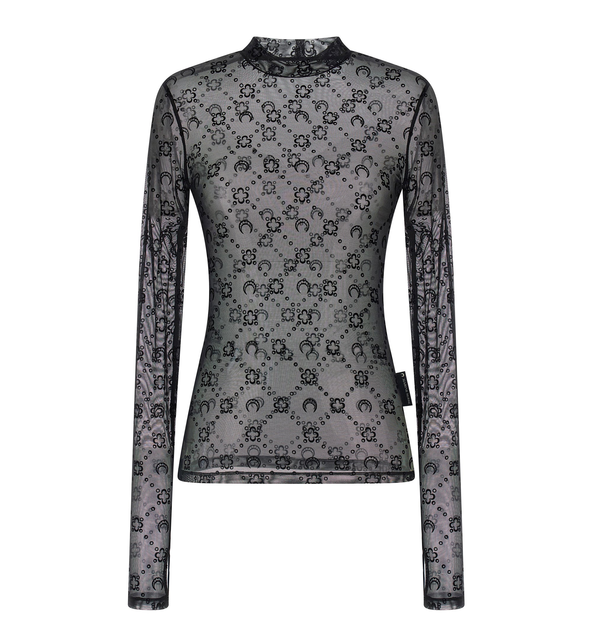 Flocked Moonogram High-Neck Top