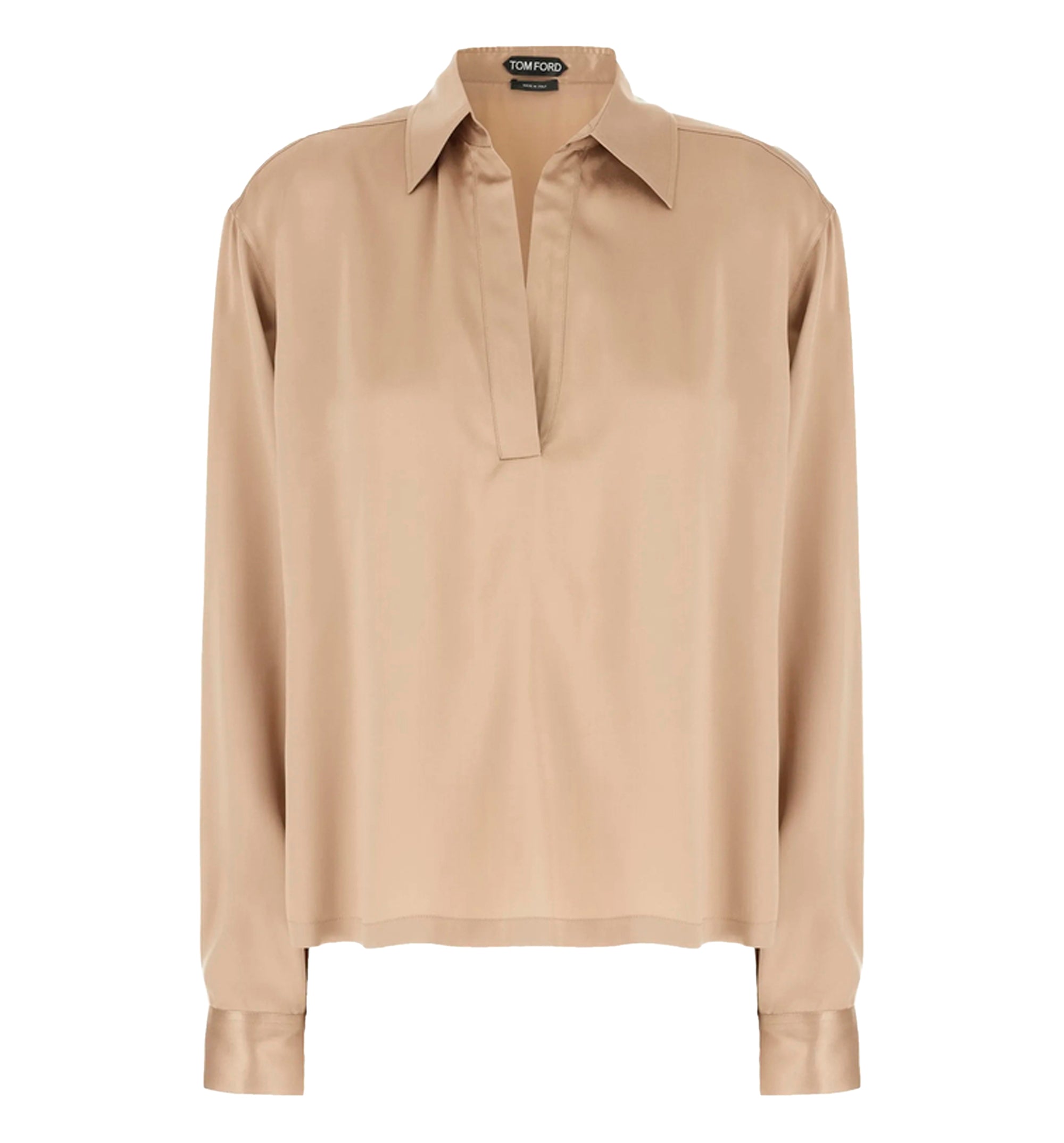 Peach-Feel Silk Satin Polo With Tonal Tf Embroidered Logo