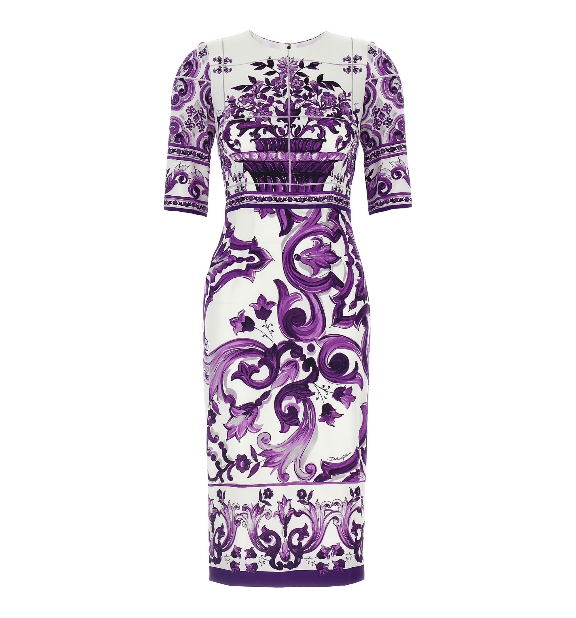 Majolica-print Charmeuse Dress
