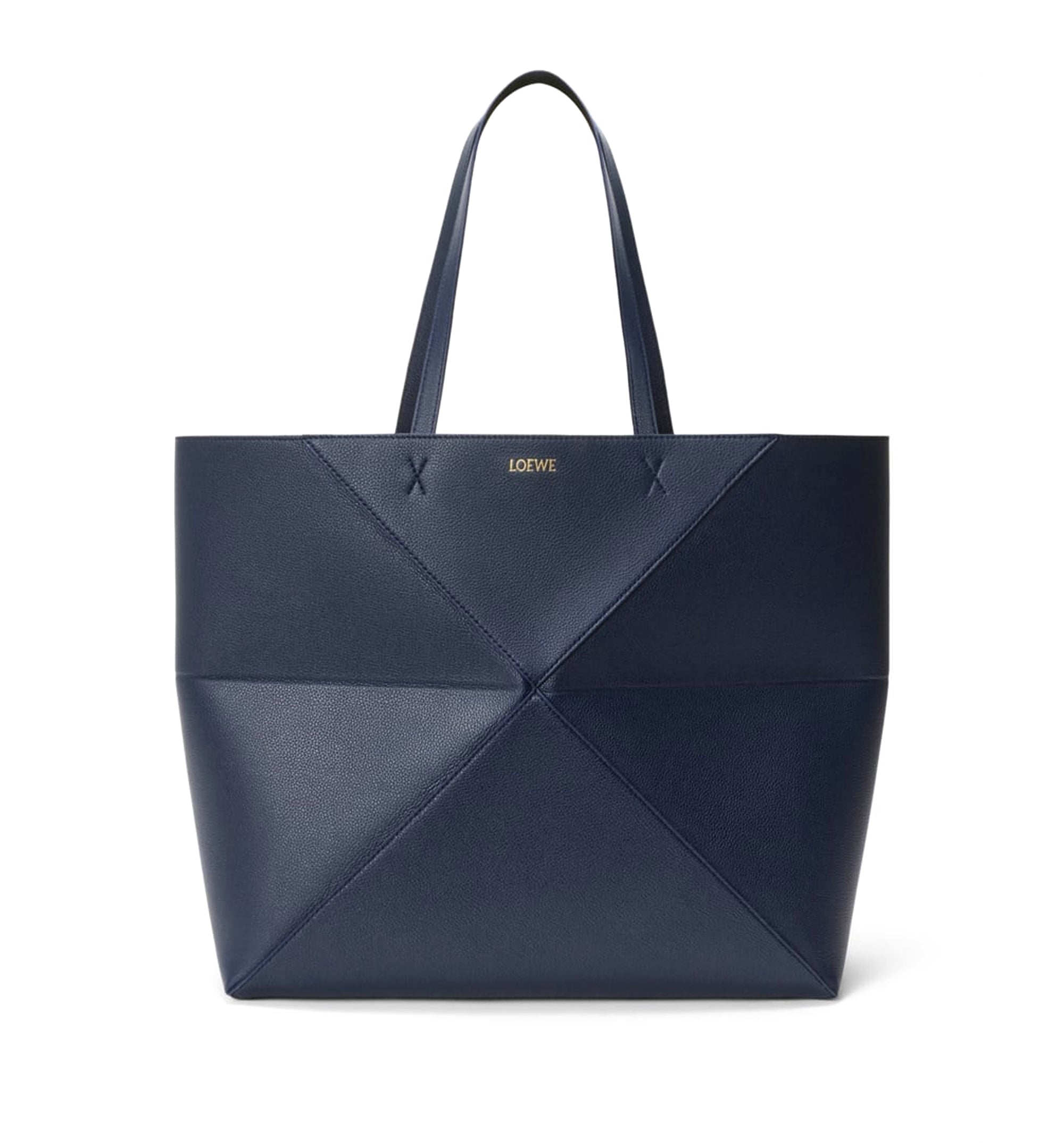 Large horizontal Puzzle Fold tote in soft grained calfskin