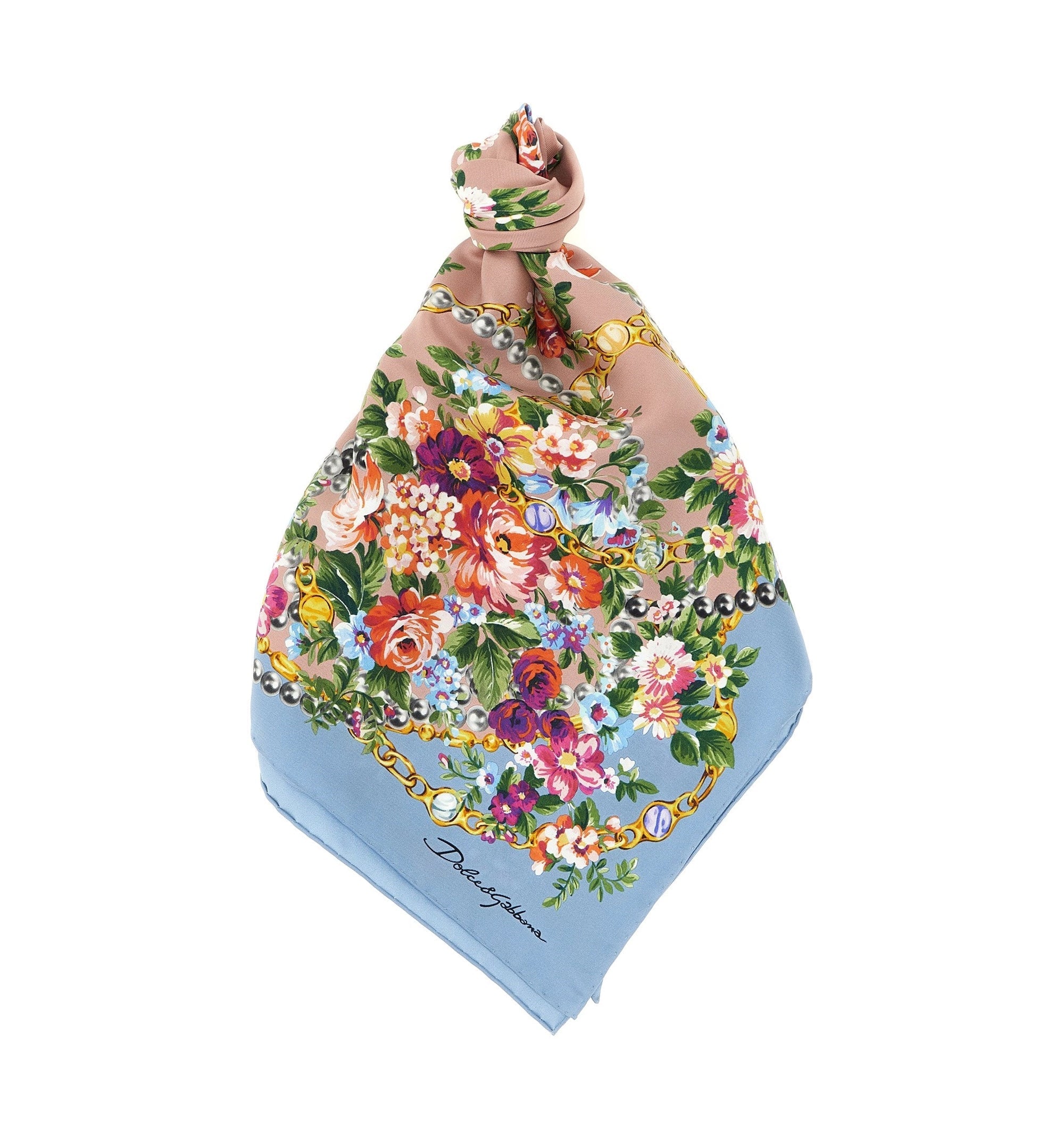 Small Flower Bouquets-Print Silk Twill Scarf 90x90