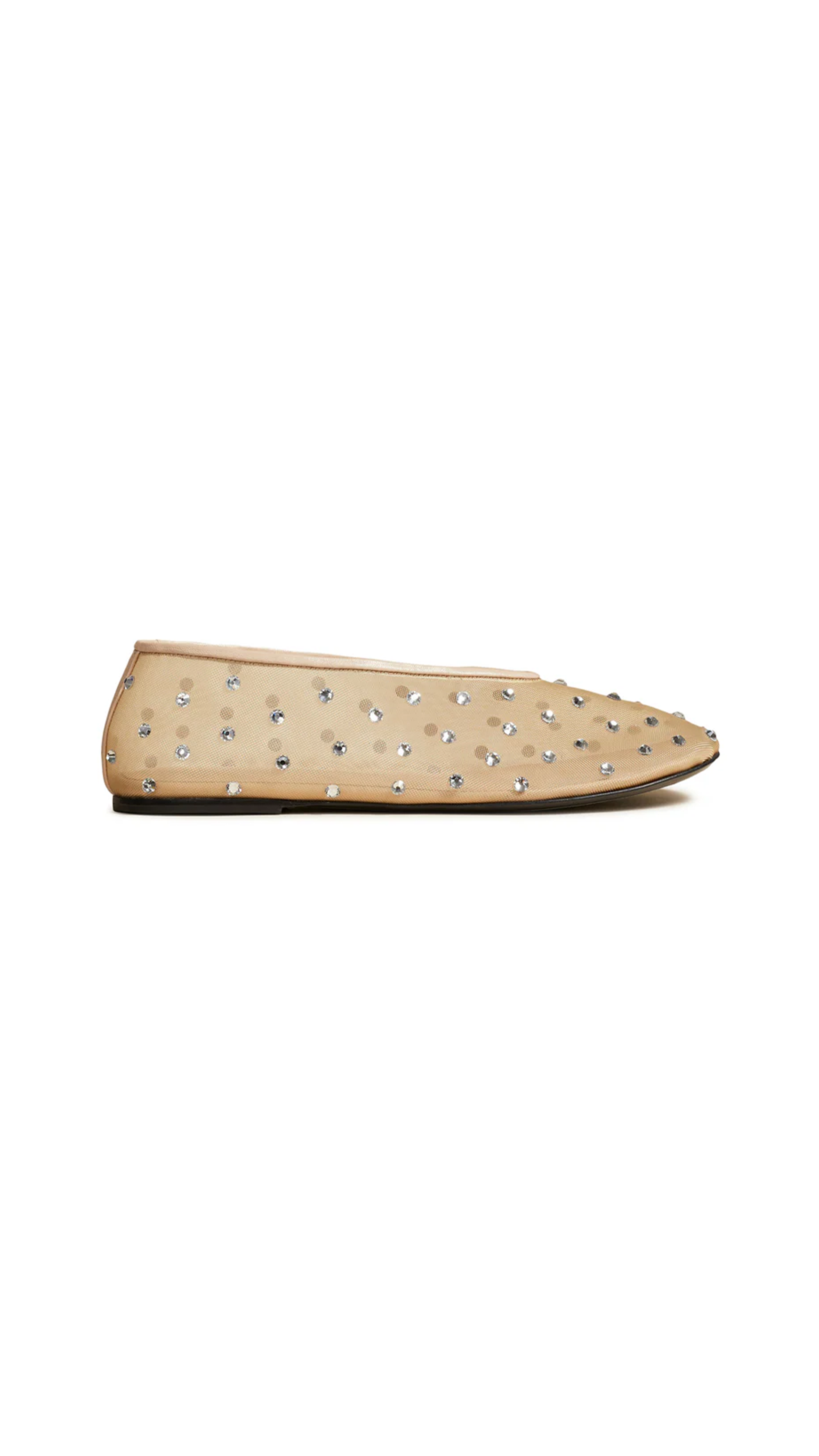 The Marcy Flat in Mesh with Crystal - Beige