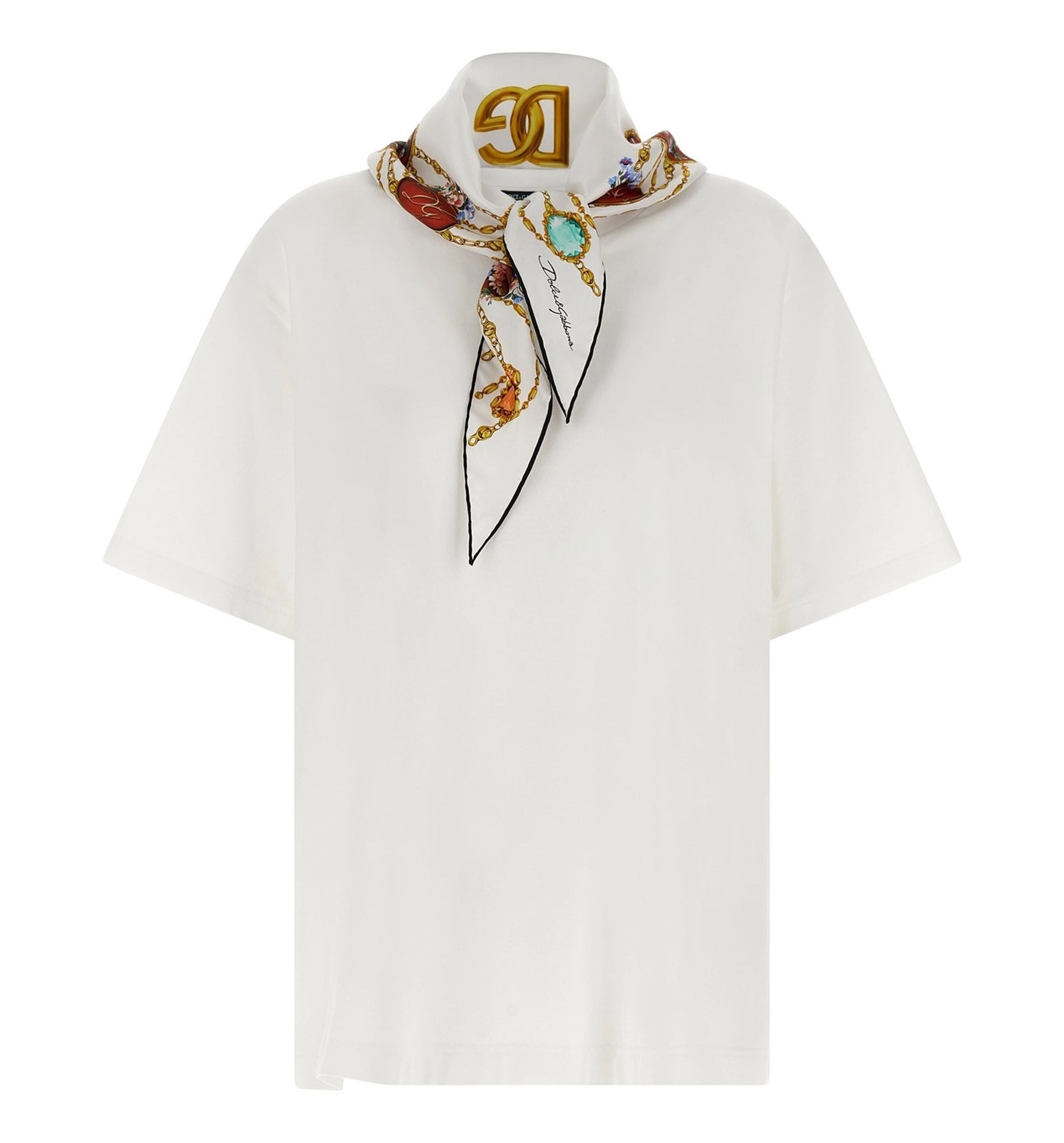 T-Shirt With Scarf Detail And Logo