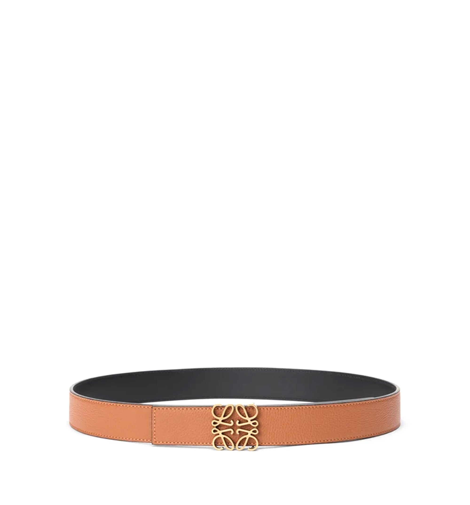 Reversible Anagram Belt In Smooth Calfskin And Soft Grained Calfskin
