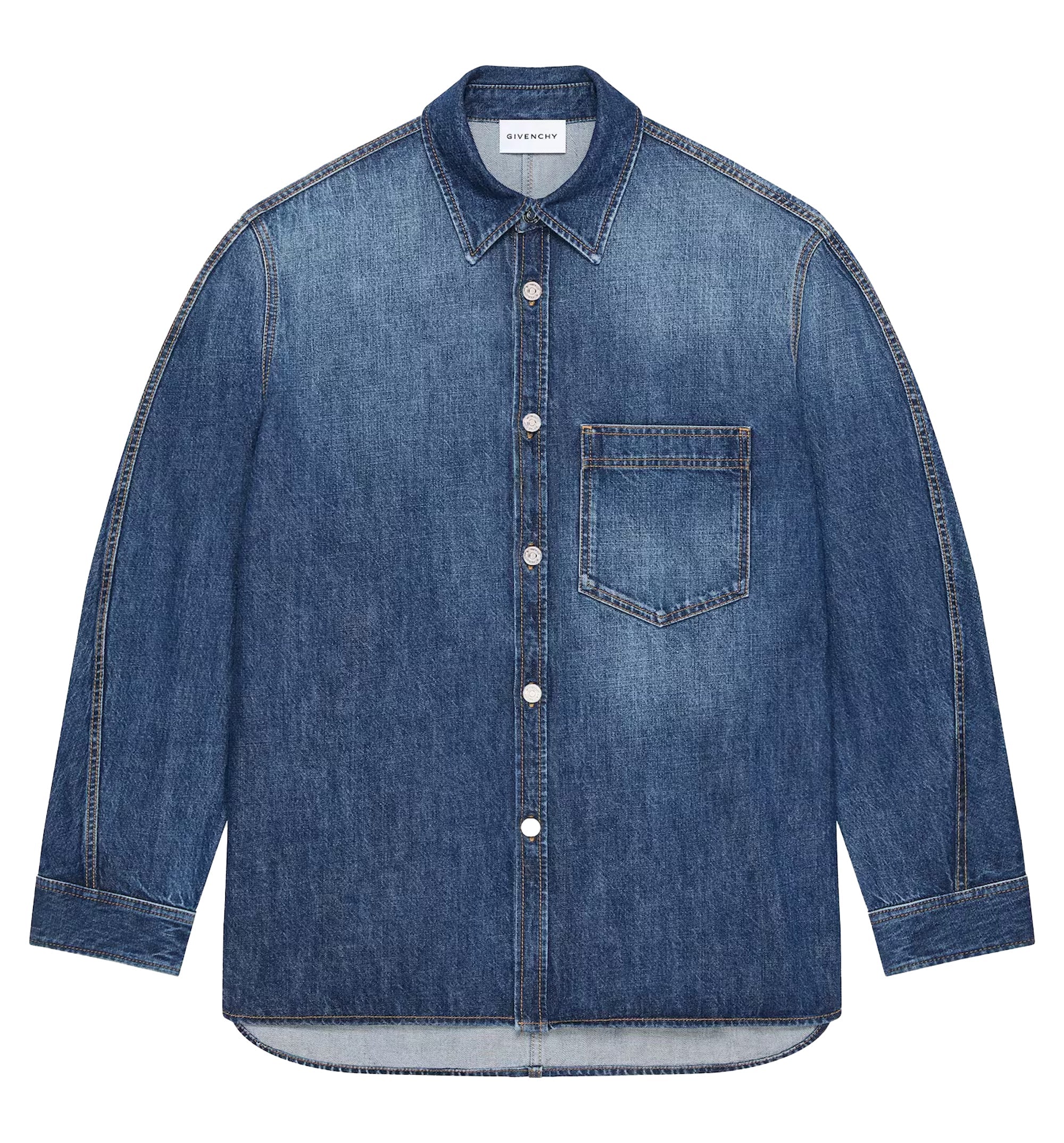 Couture Seam Overshirt In Dark Blue Denim