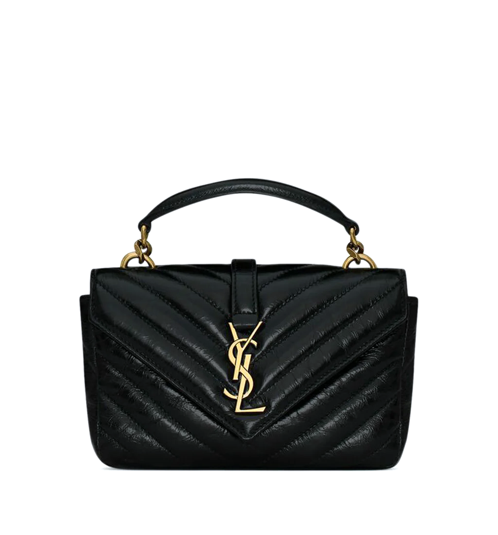 College Mini Chain Bag in Shiny Crackled Leather