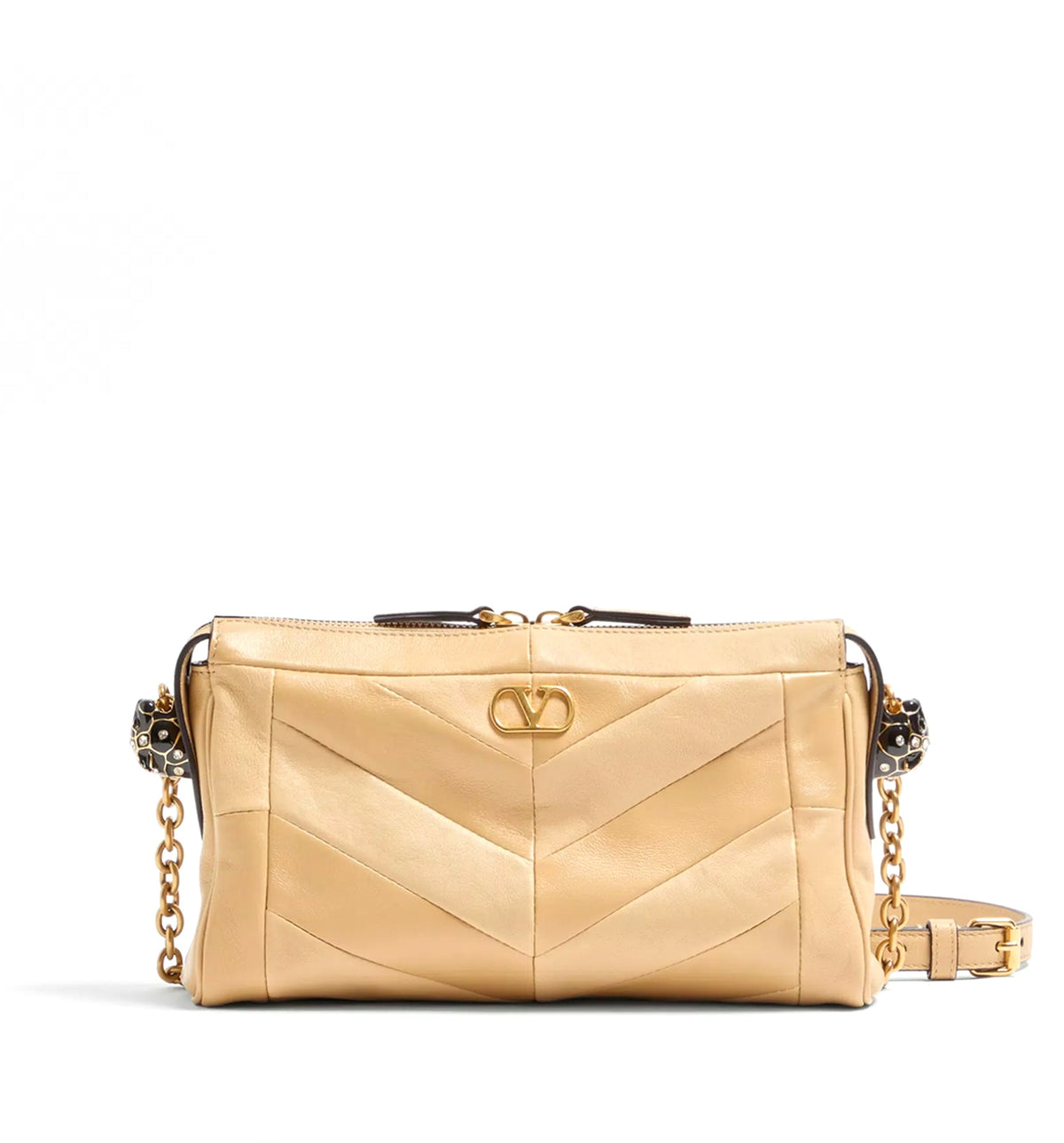 Valentino Garavani Panthea Small Shoulder Bag In Nappa Leather With A Chevron Pattern
