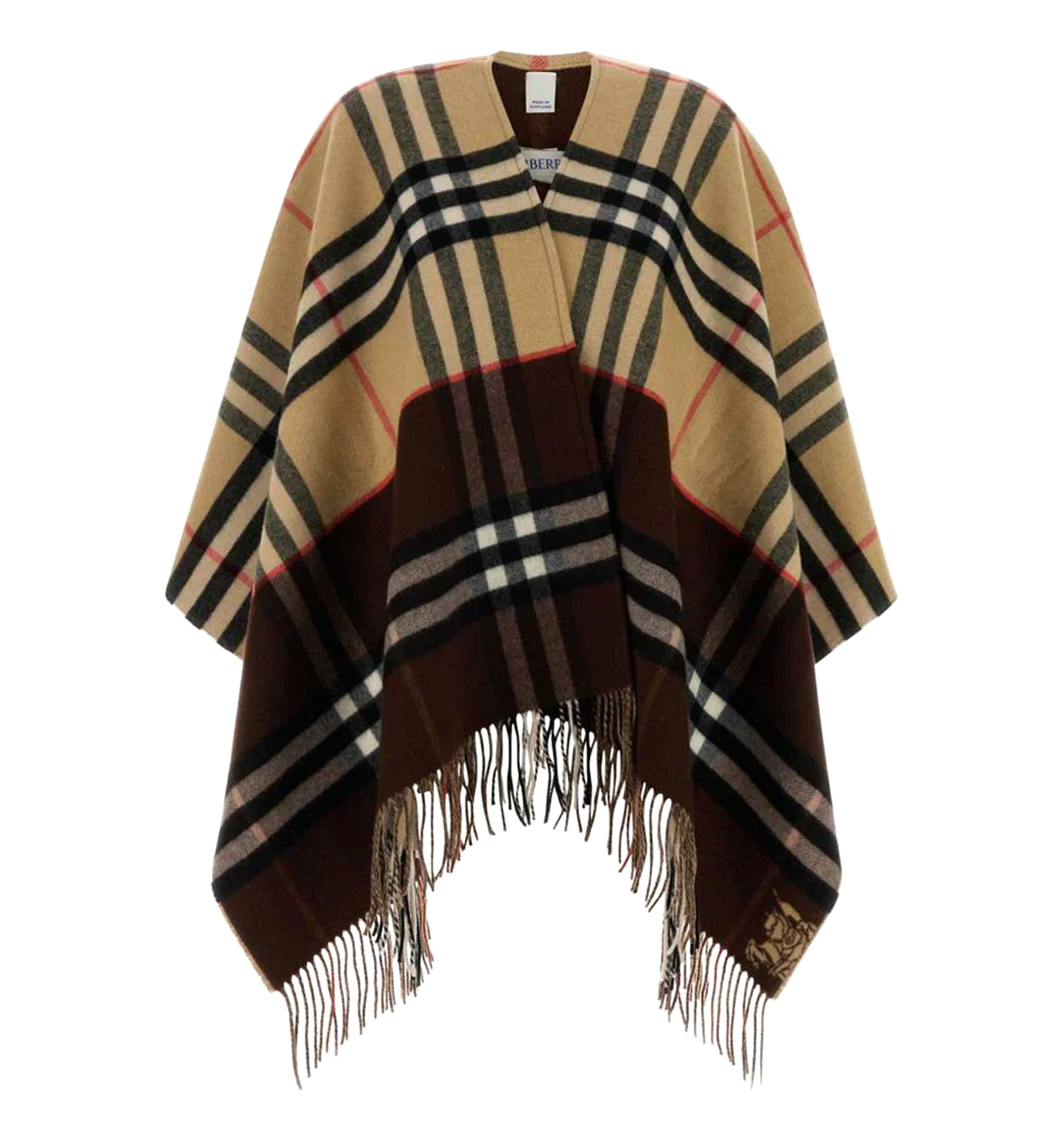 Check Cashmere Blend Reversible Cape