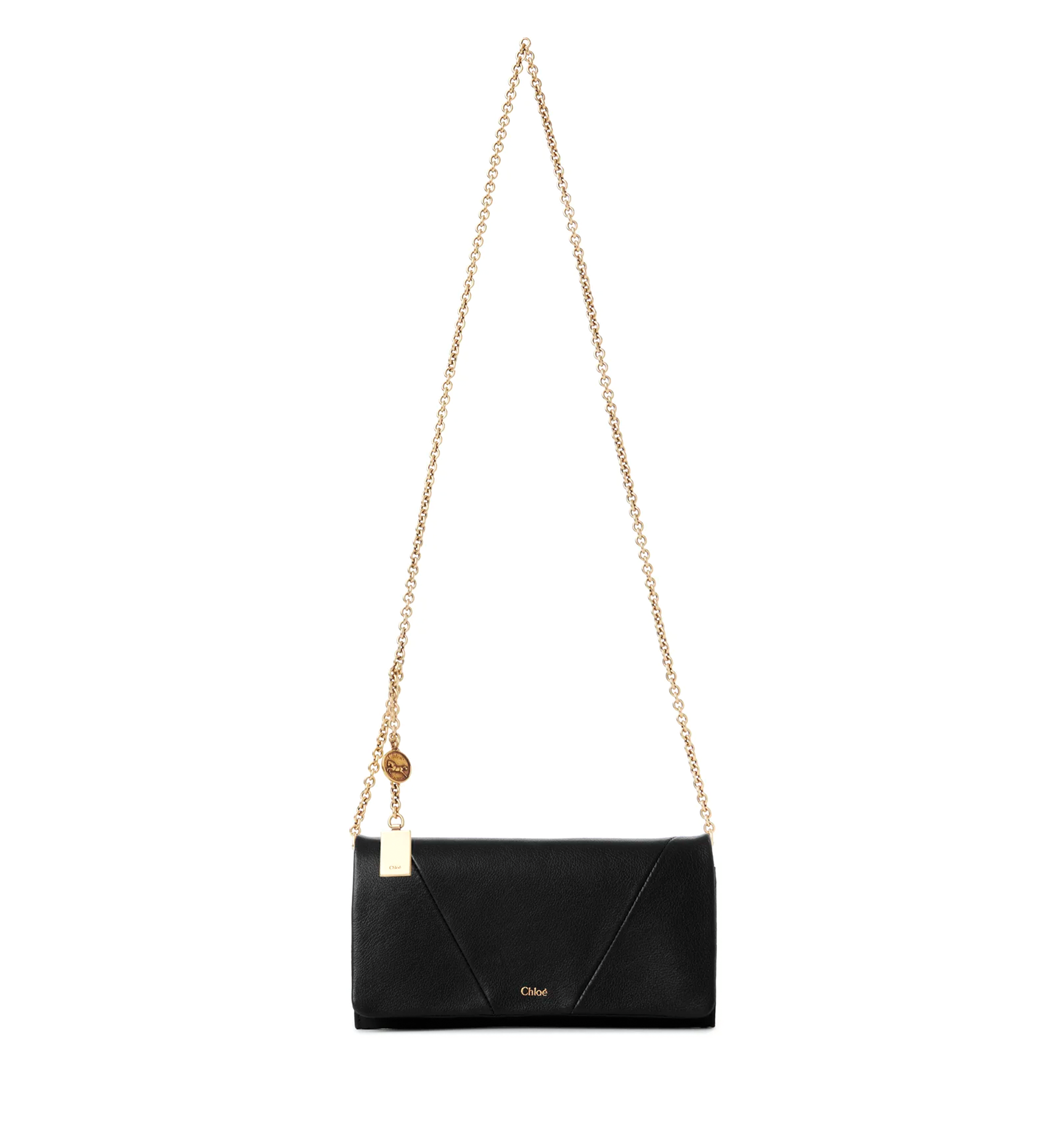 Chloé Spin Flap Wallet on Chain in Grained Leather