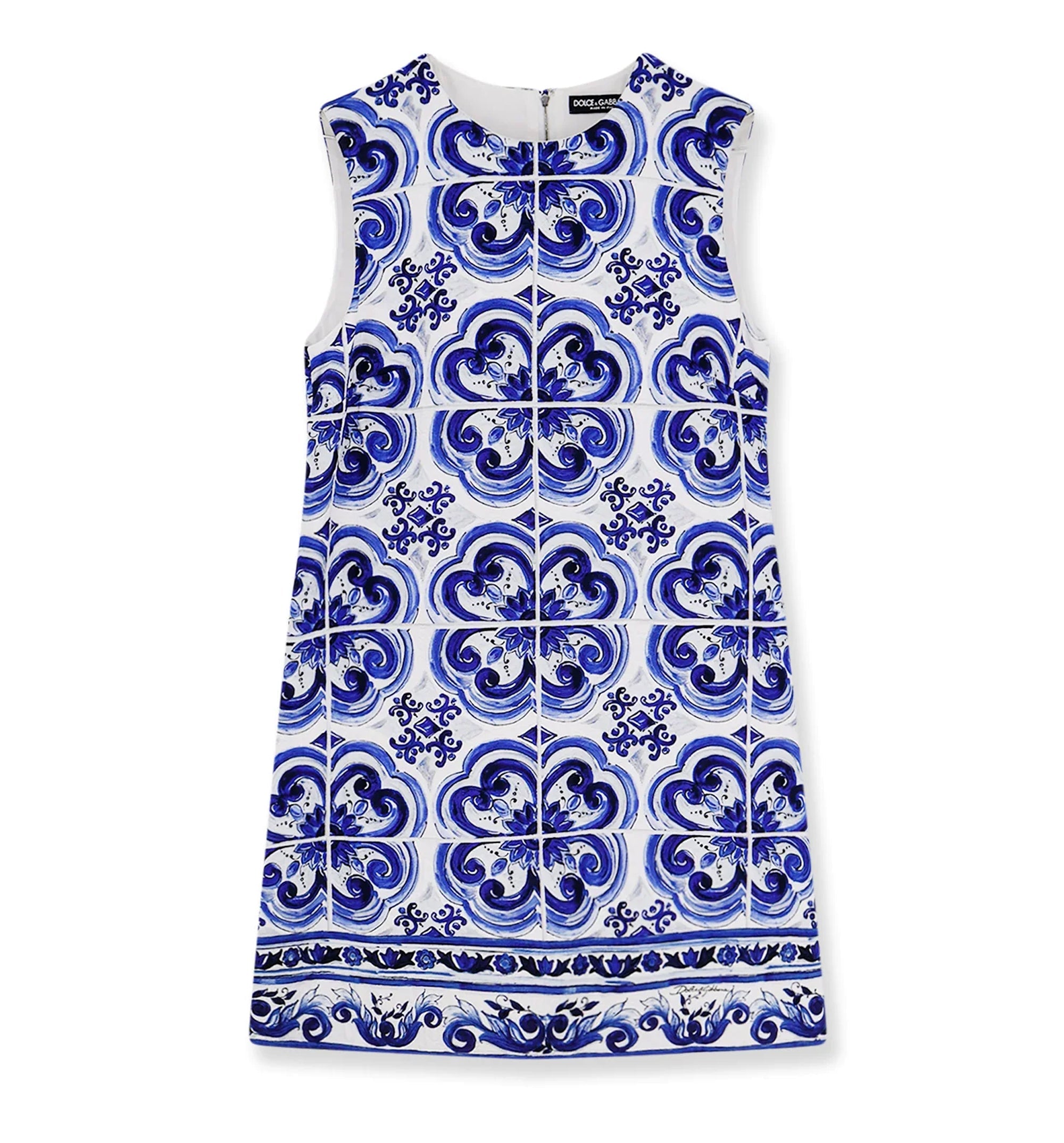 Short Majolica-Print Brocade Dress