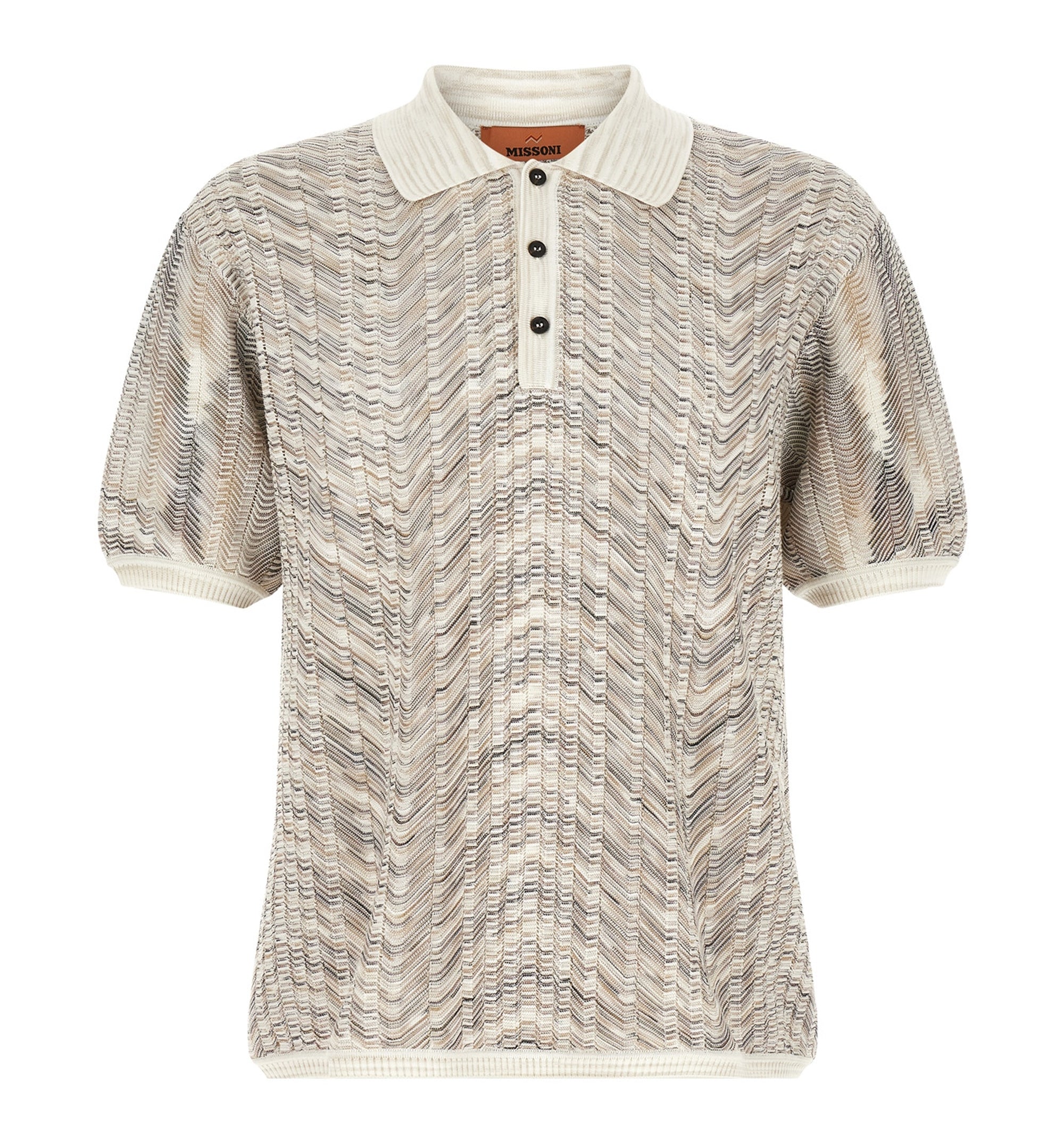 Openwork knit cotton and viscose polo shirt